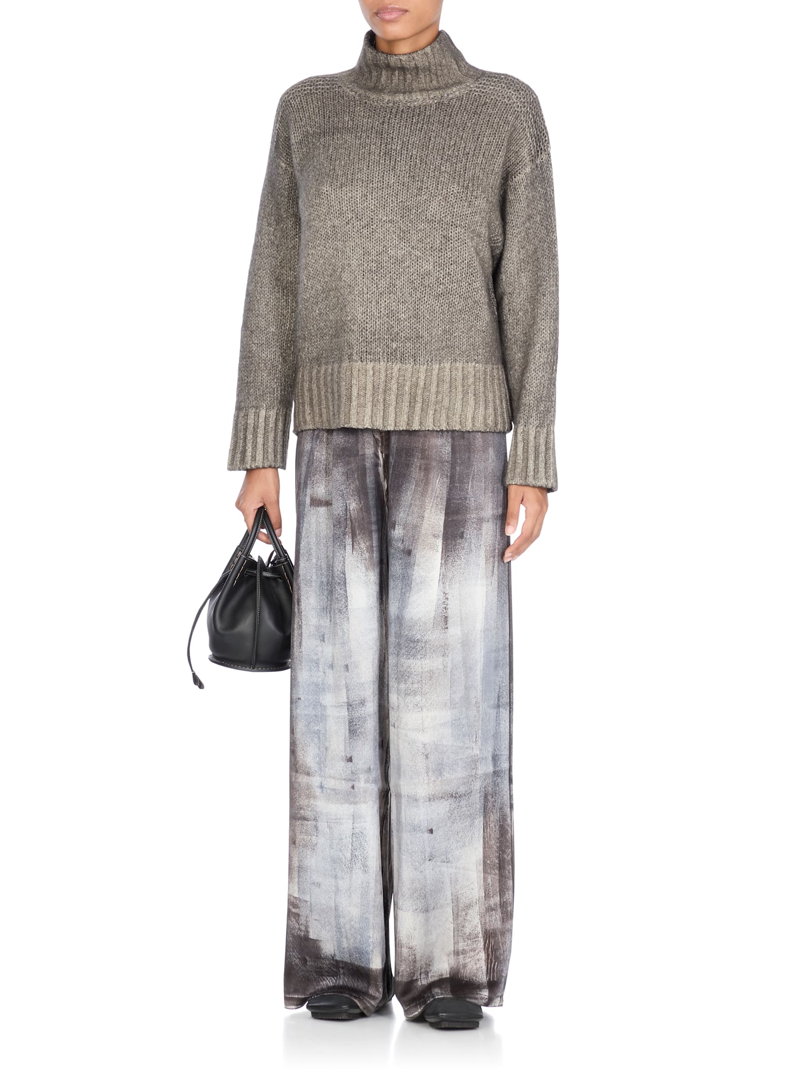 Avant Toi Cashmere Blend High Neck Sweater In Gray