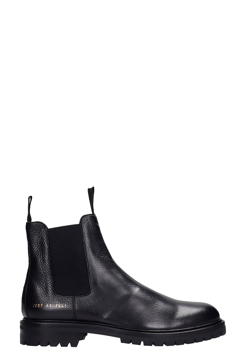 Common Projects Winter Chelsea Ankle Boots In Black Leather