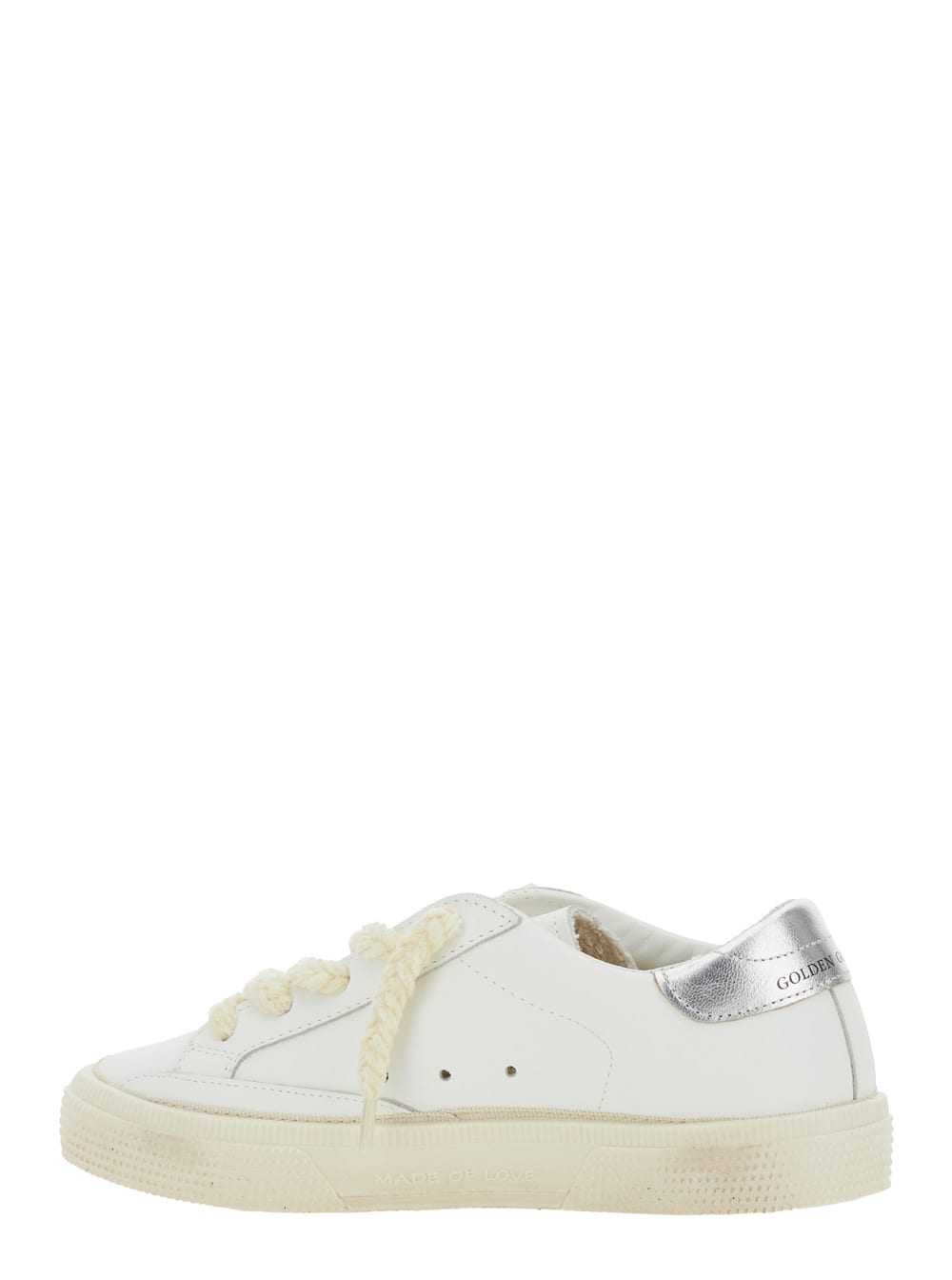 Golden Goose May Leather Upper Glitter Star Laminated Heel - Include Codice Gyf In White