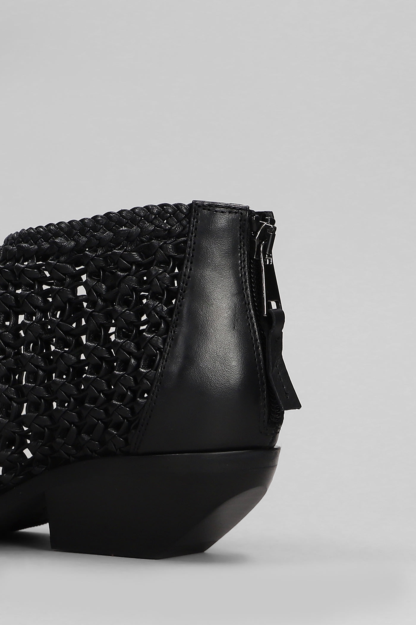 Elena Iachi Texan Ankle Boots In Black Leather In Black