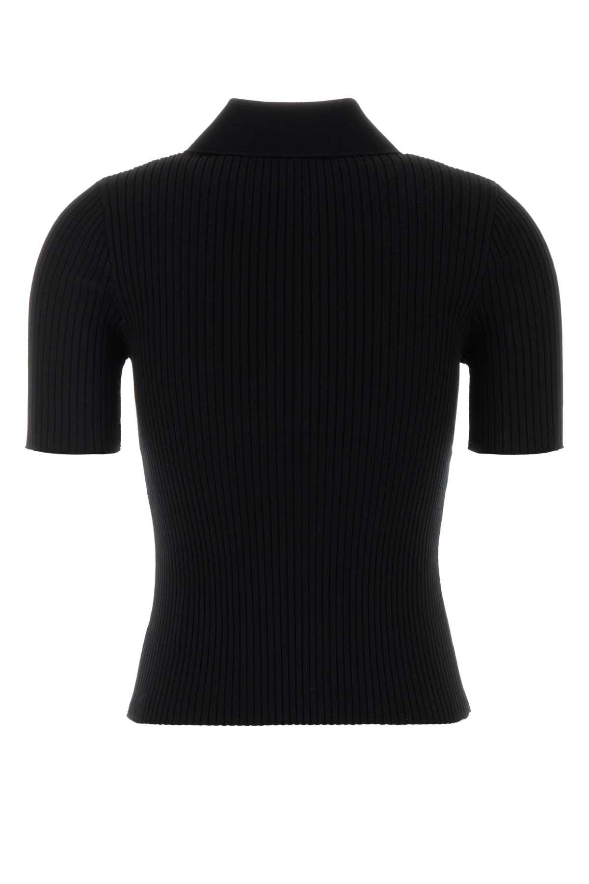 Courrèges Signature Rib Polo Sweater In Black