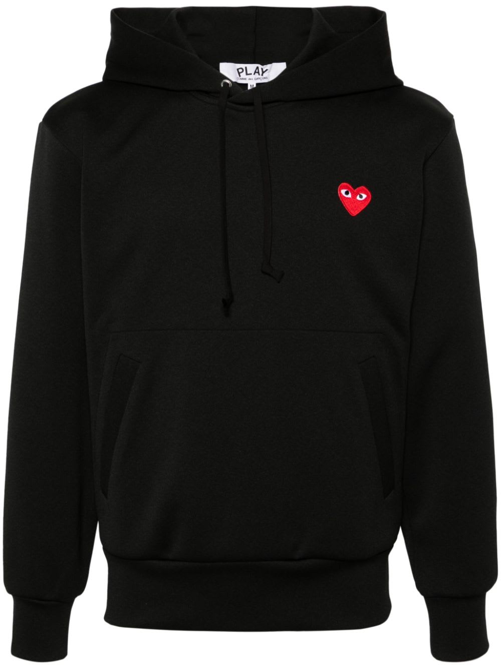 Comme Des Garçons Logo Cotton Hoodie With Drawstring Hood In Black