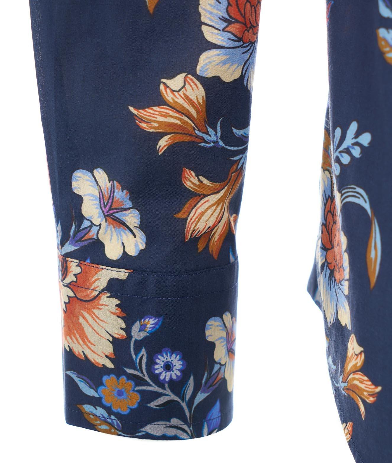 Shop Etro Floral-printed Button-up Shirt In Blu/fantasia