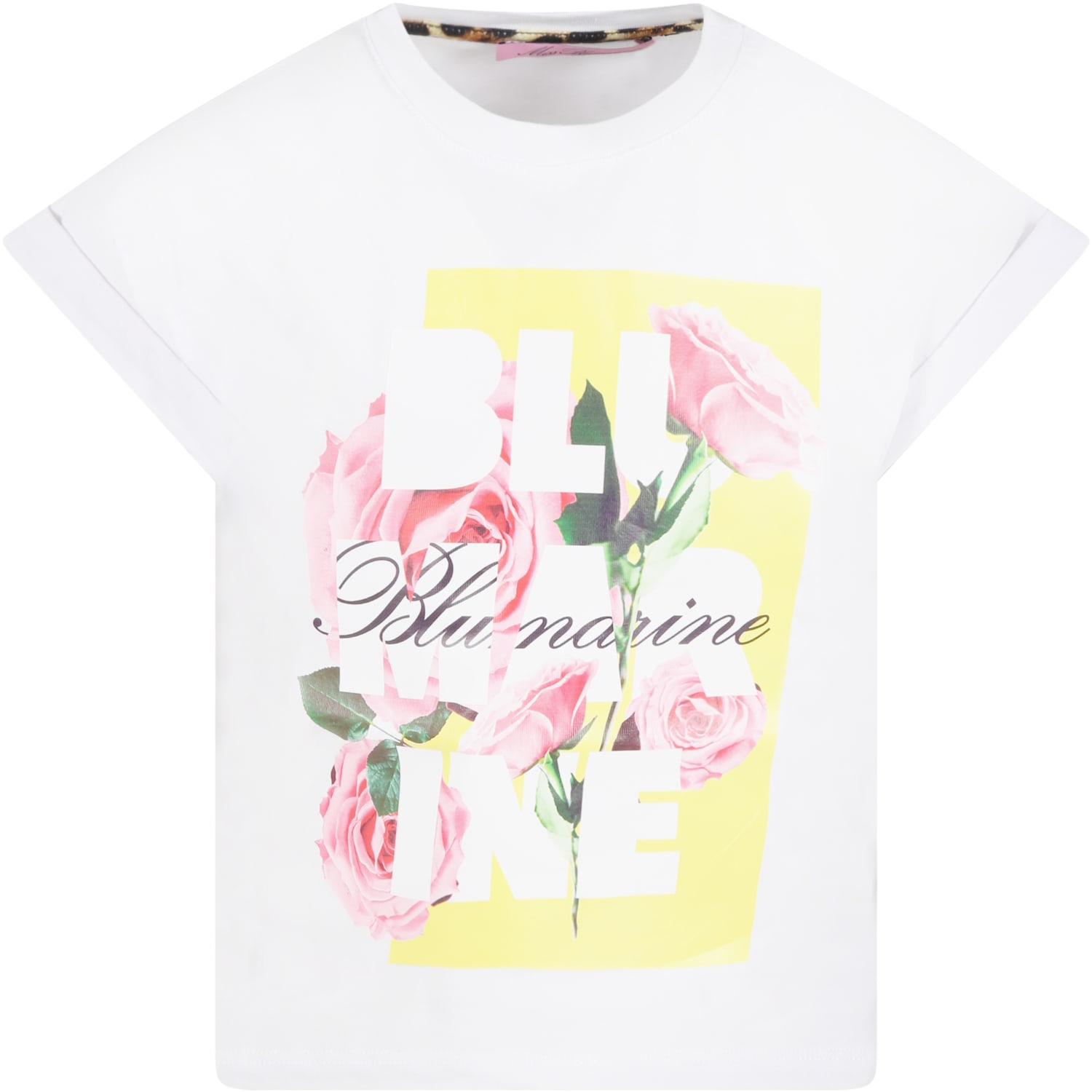Blumarine White T-shirt For Girl With Flowers