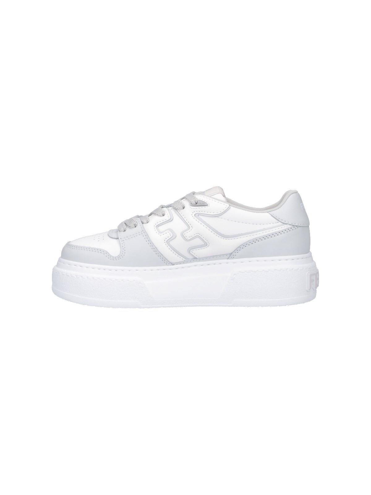 Shop Fendi Match Low-top Platform Sneakers In Grig+uwhit+grig+uwhi