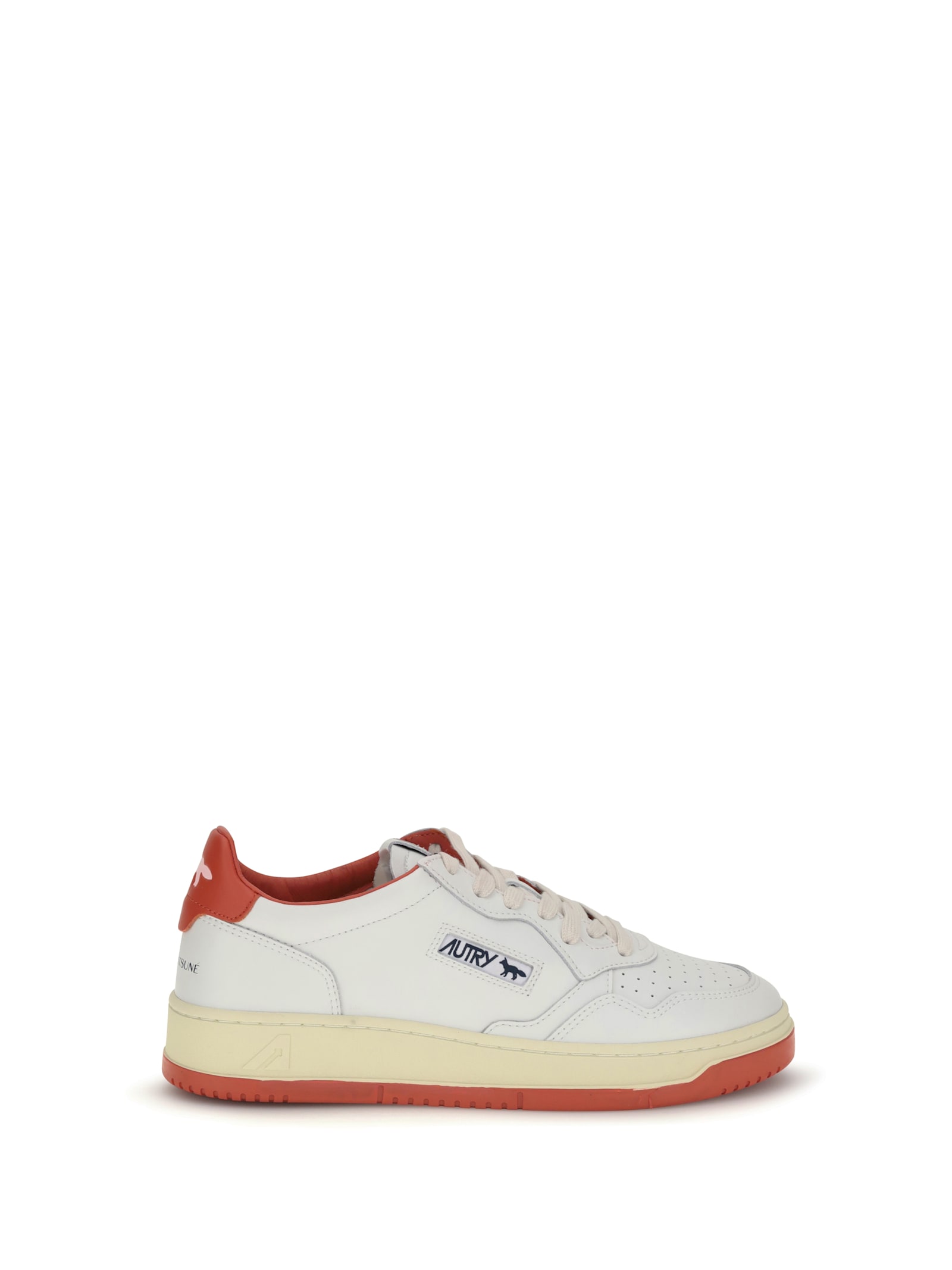 Autry X Maison Kitsune Medalist Low Top Sneakers In White
