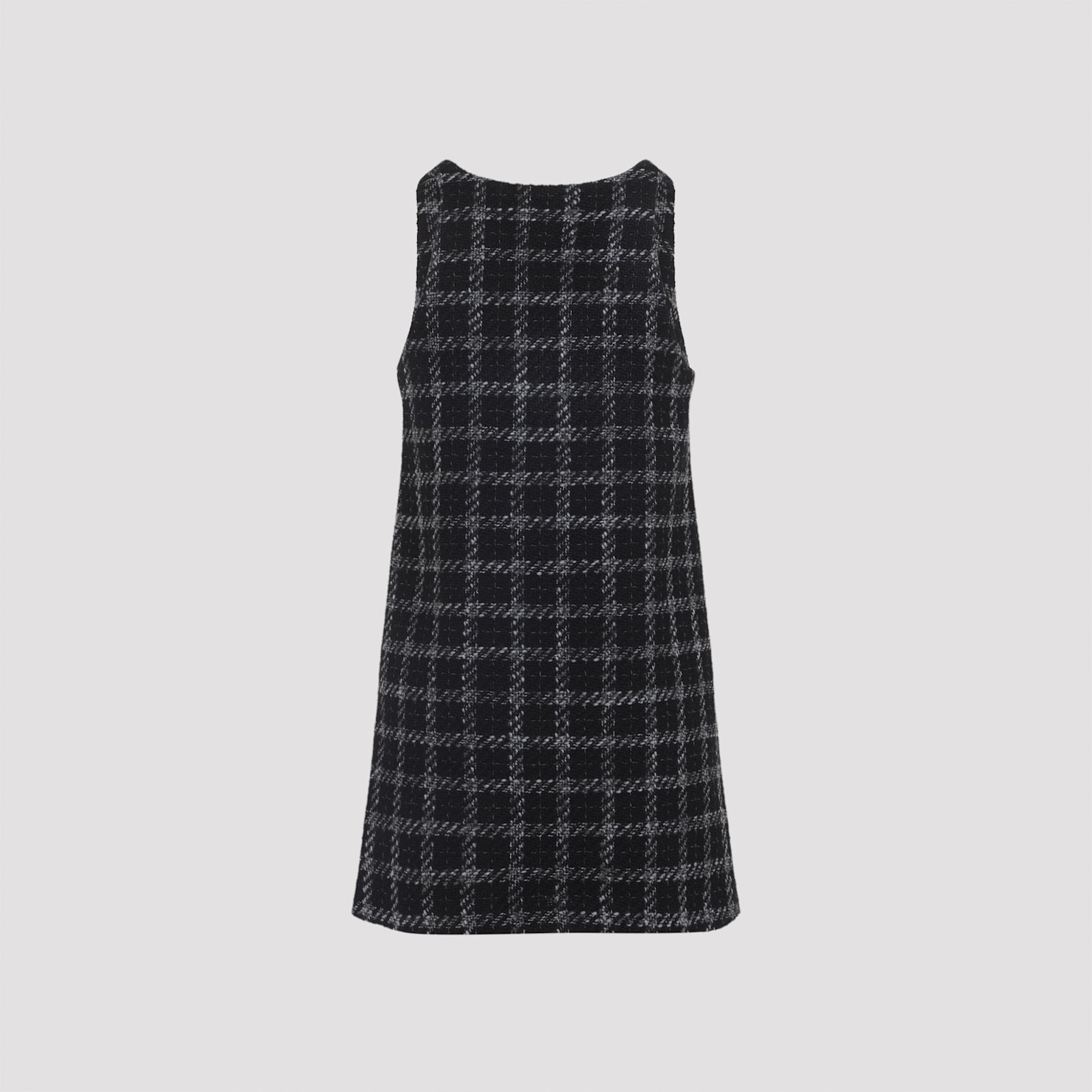 Diesel Mini Dress Checked Pattern Sleeveless V-neckline In Blue