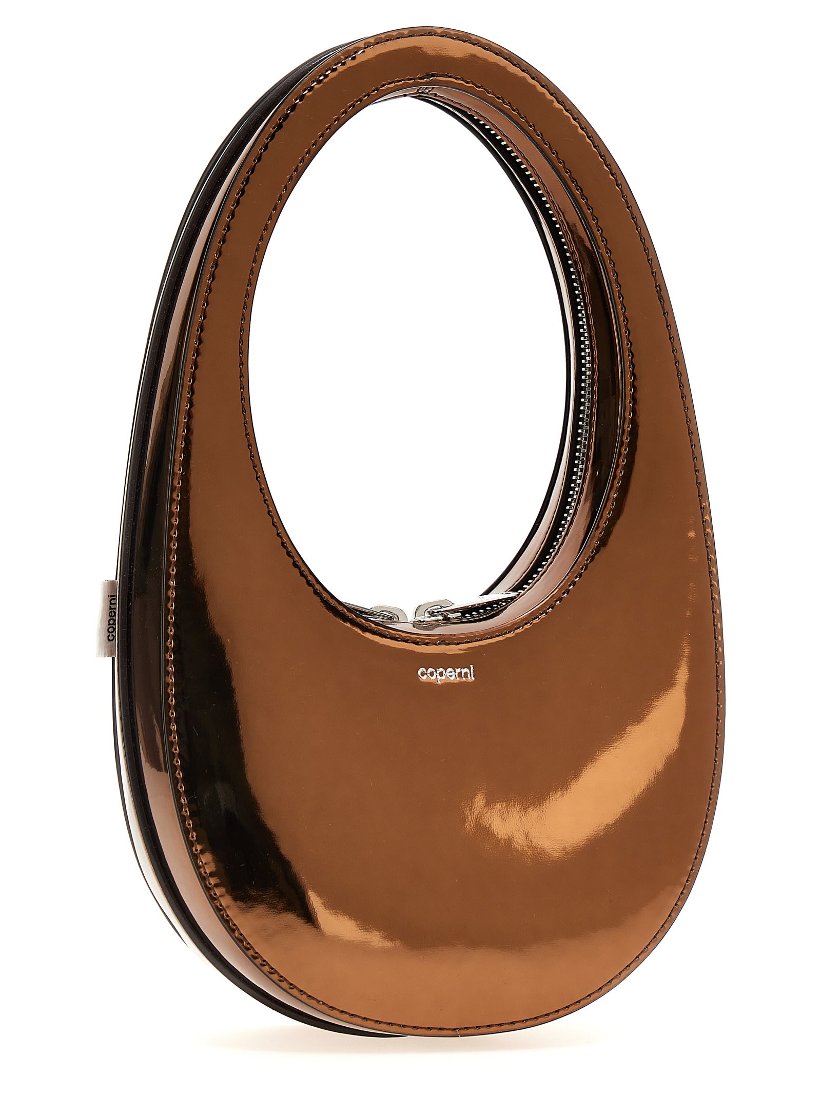 Shop Coperni Mirrored Mini Swipe Bag Handbag In Brown