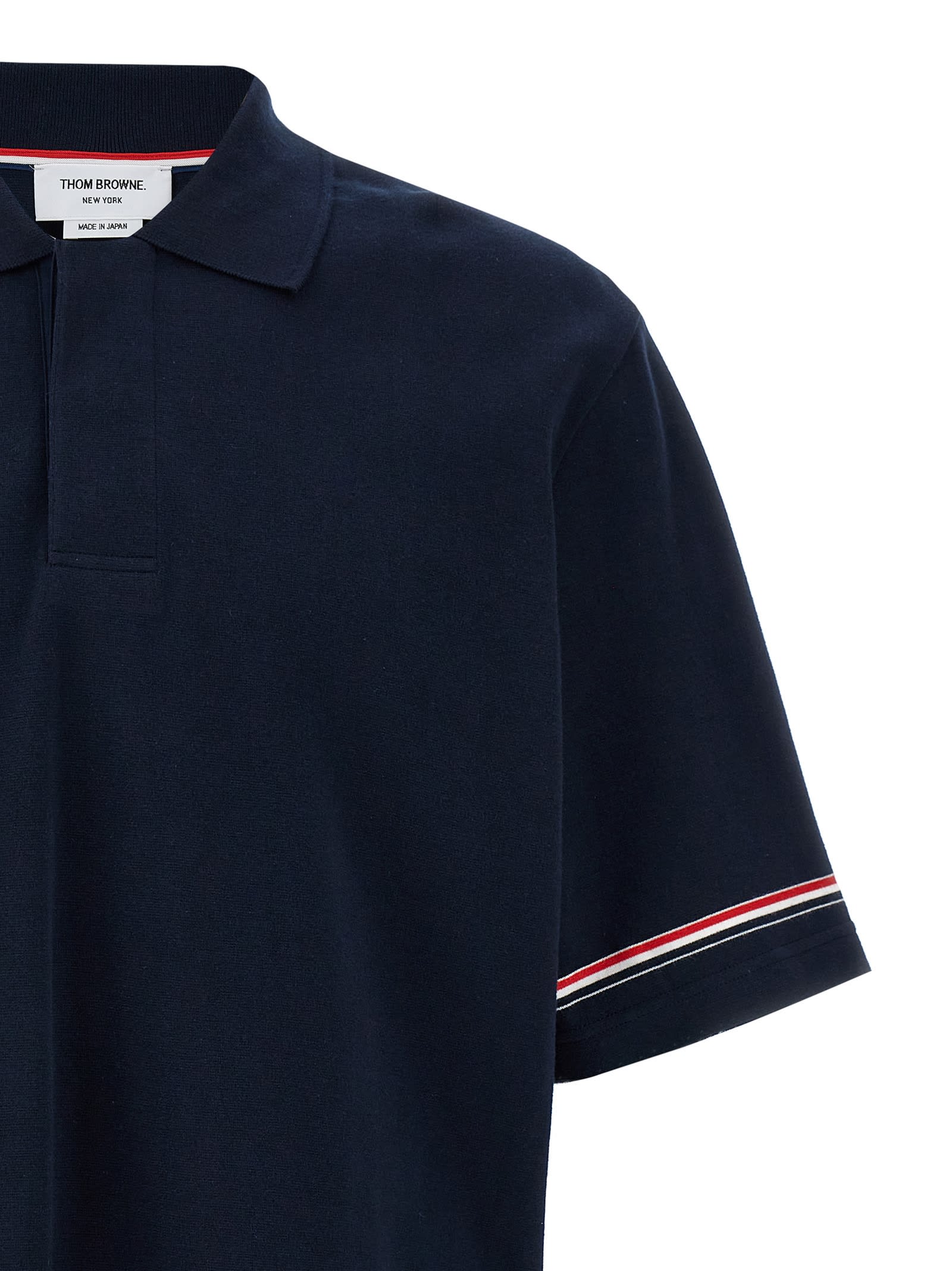 Thom Browne Logo Embroidered Polo T-shirt In Blue