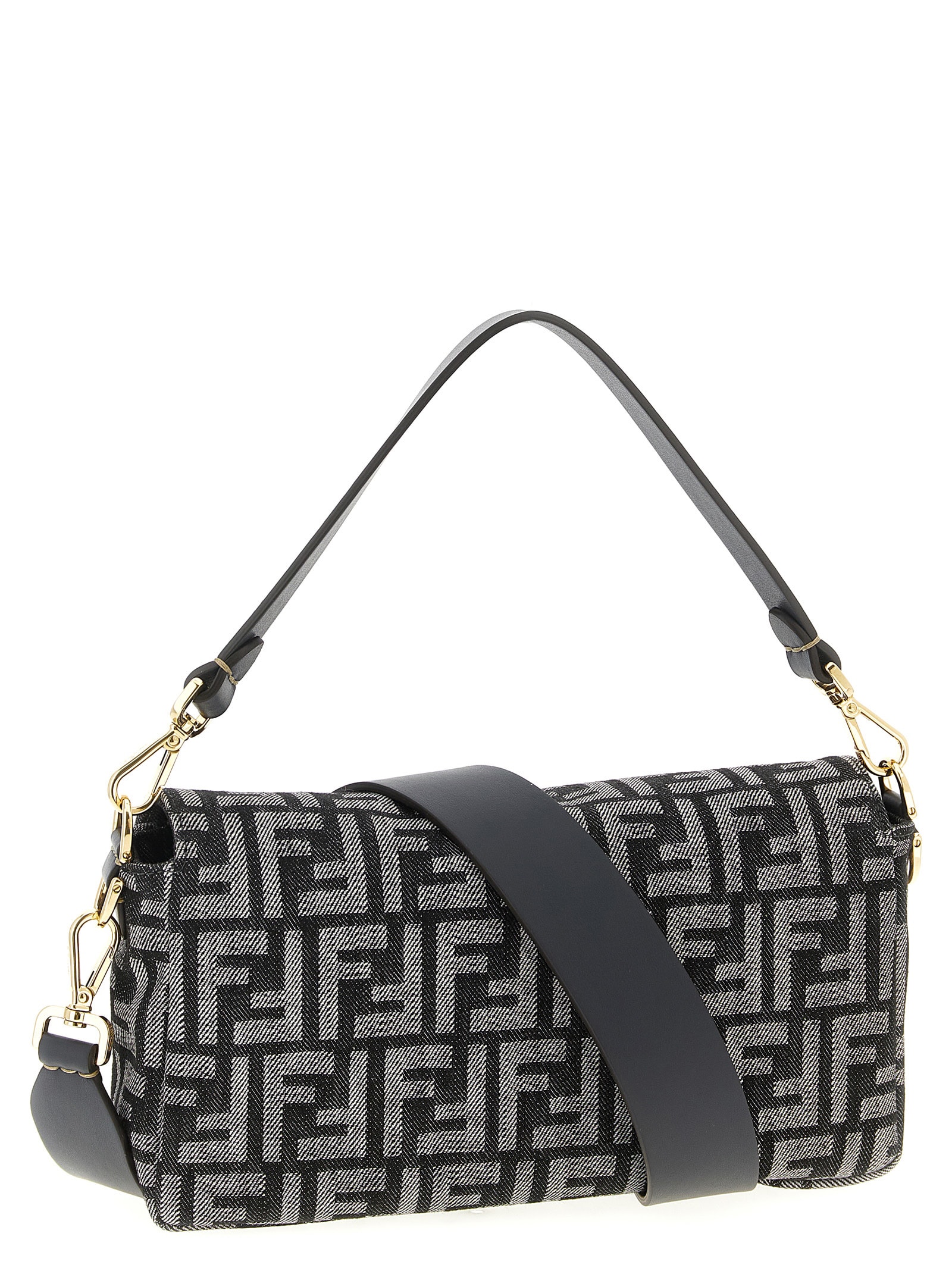 Fendi Medium Shoulder Bag Adjustable Strap In Black