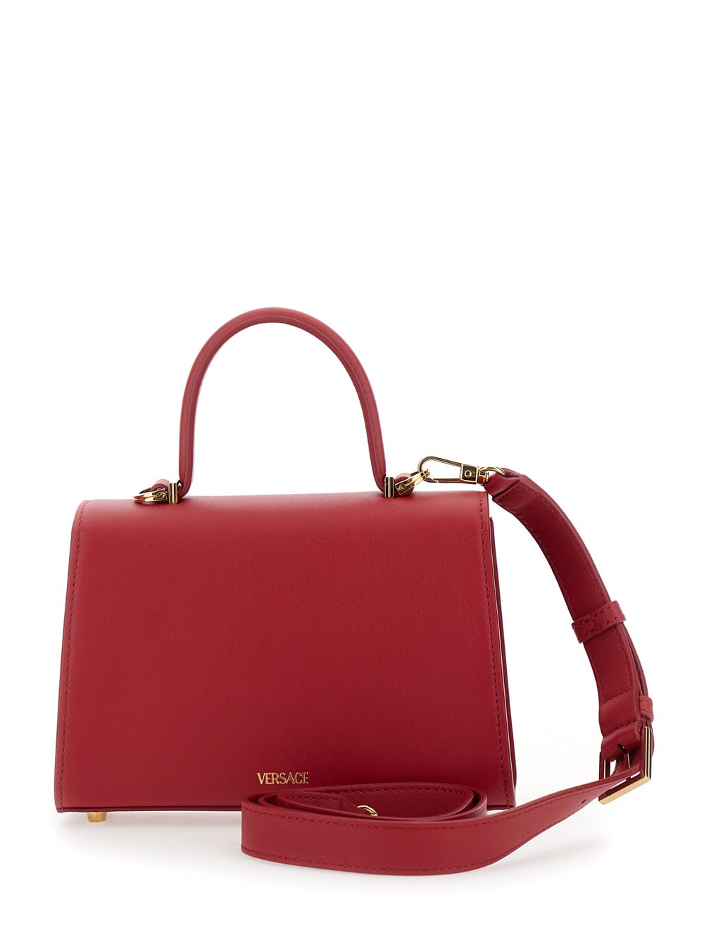 Shop Versace Medusa 95 Small Red Handbag With Belt Detail In Leather Woman