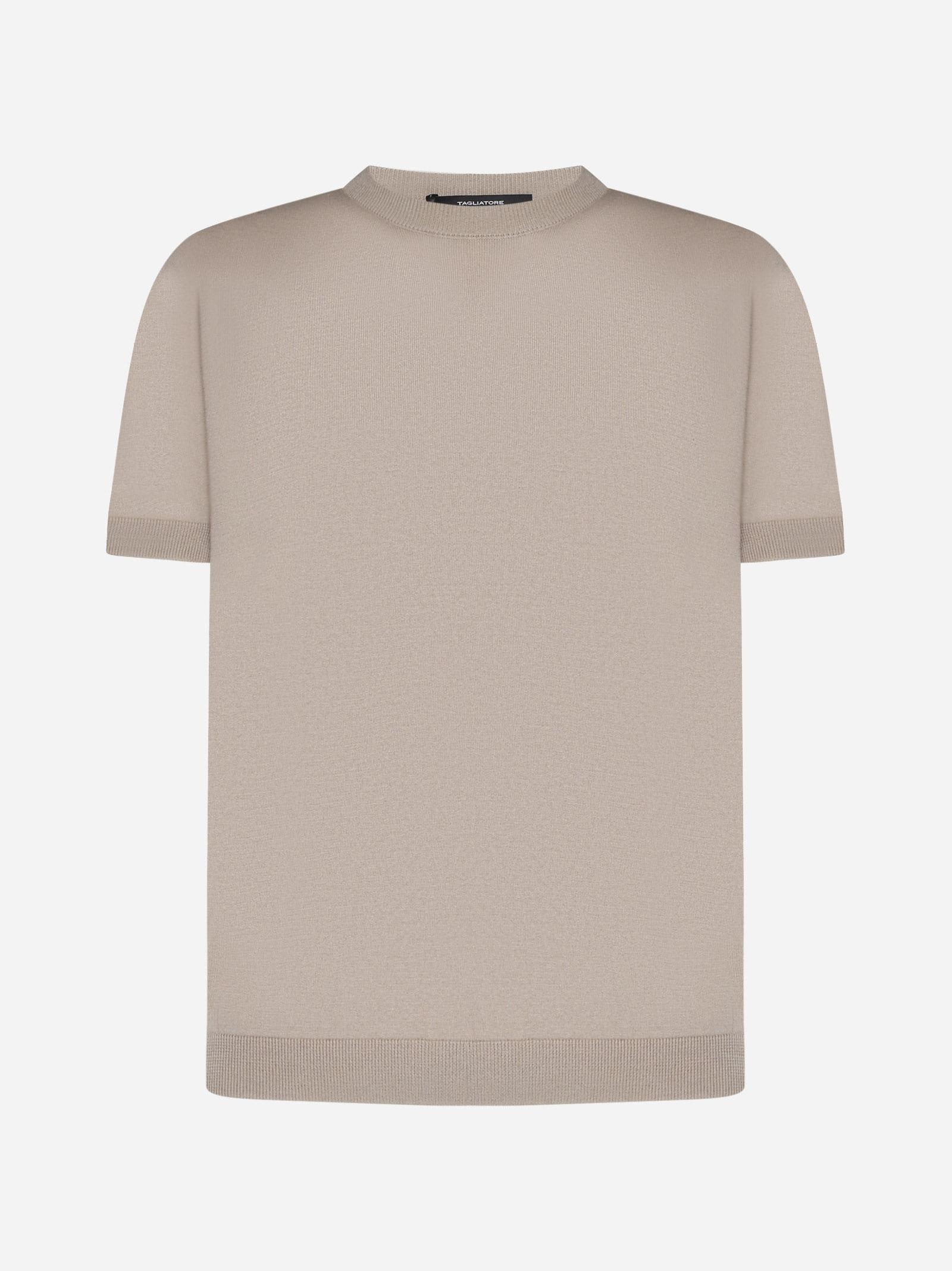 Tagliatore Knit Cotton T-shirt In Neutral
