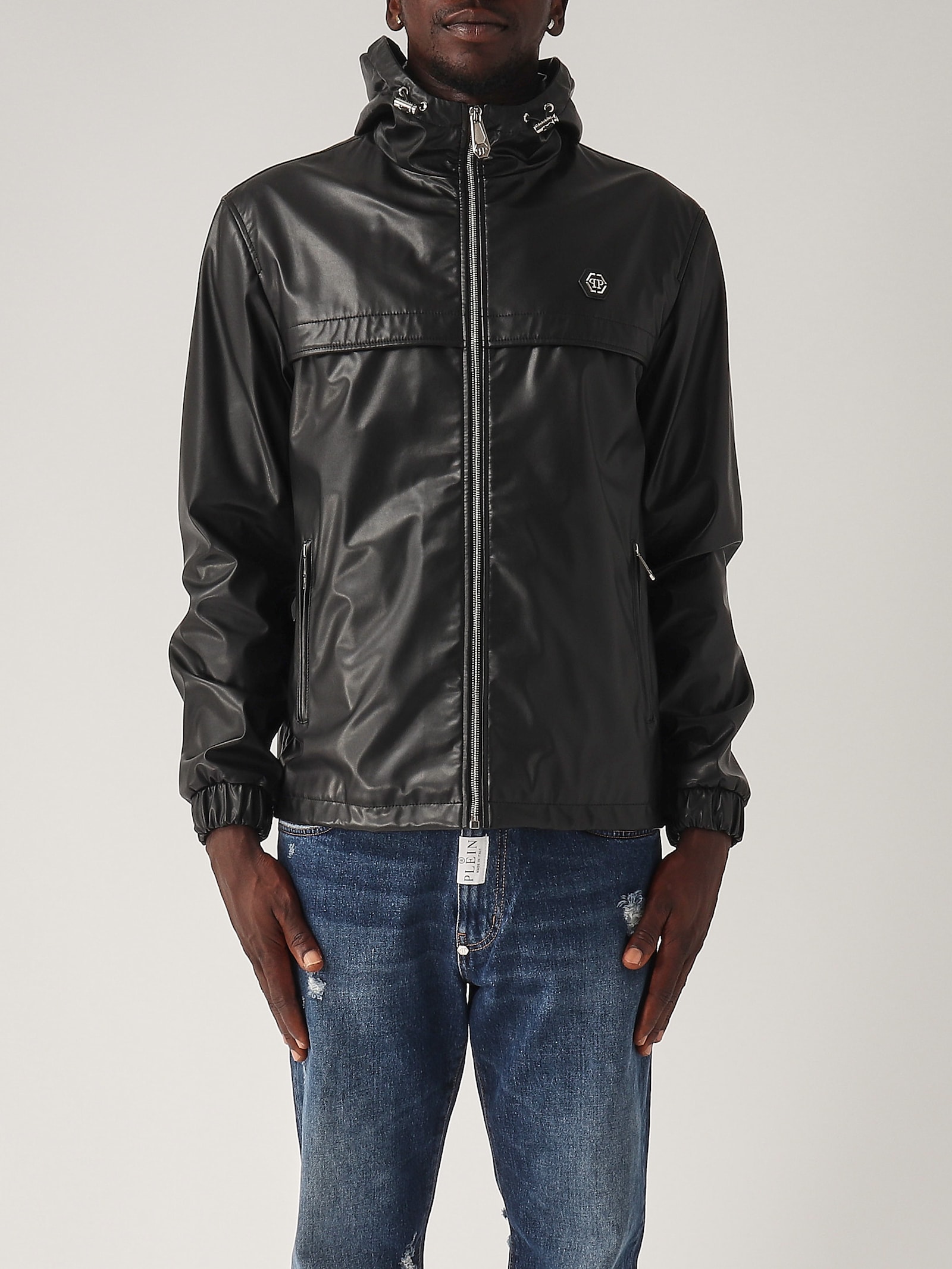 Shop Philipp Plein Windbreaker Jacket In Nero