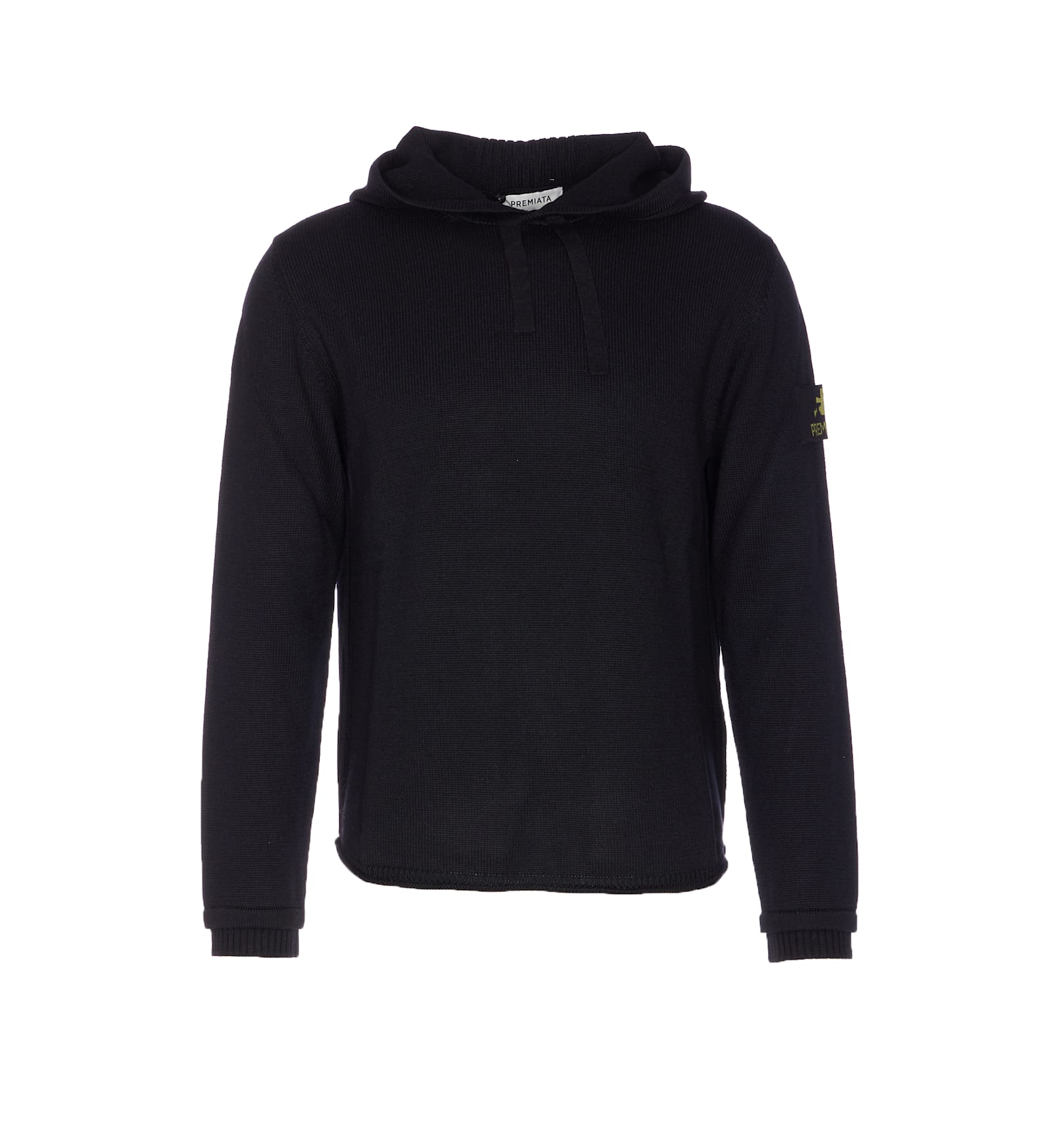 Premiata Hooded Sweater With Crewneck And Ribbed Cuffs In Black
