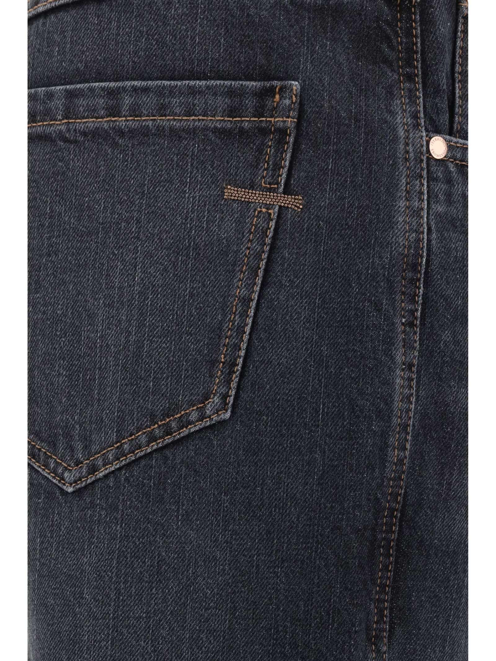 Shop Brunello Cucinelli Denim Pants In Black Stone Denim