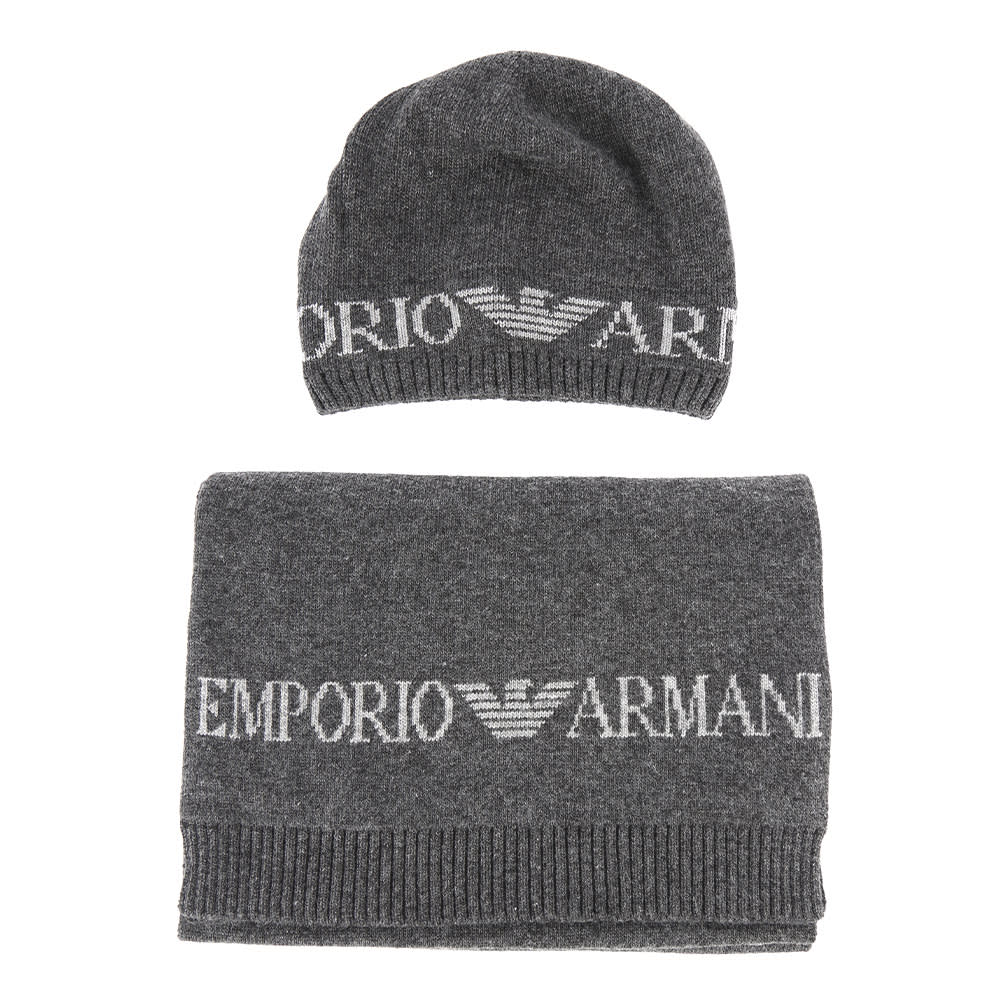 Emporio Armani Scarf And Hat Set With Logo