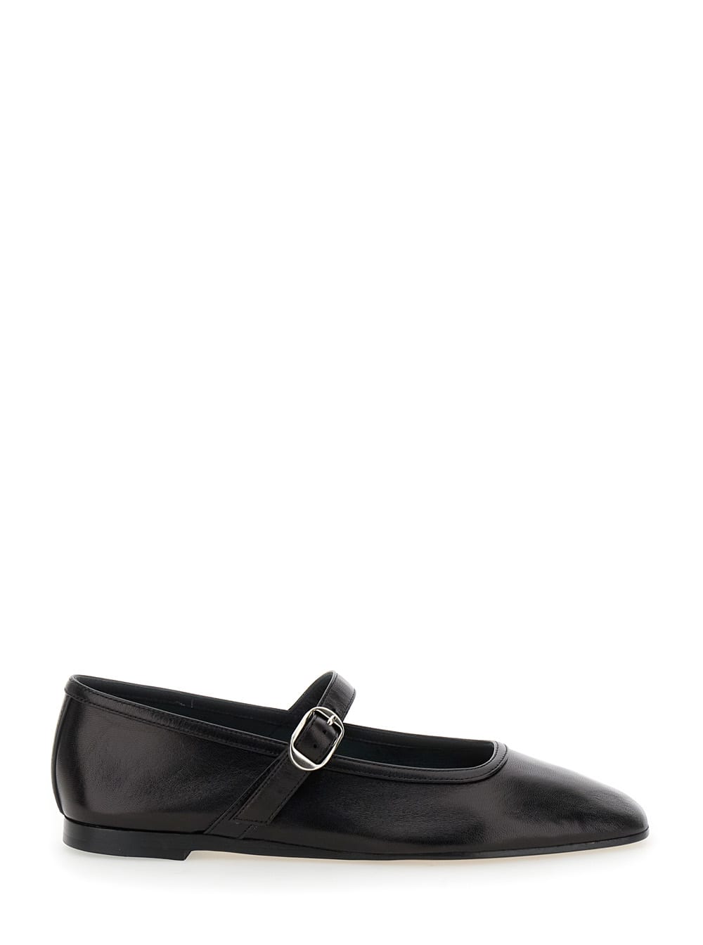 Shop Le Monde Beryl Black Mary Jane Ballet Shoes With Strap And Buckle In Leather Woman