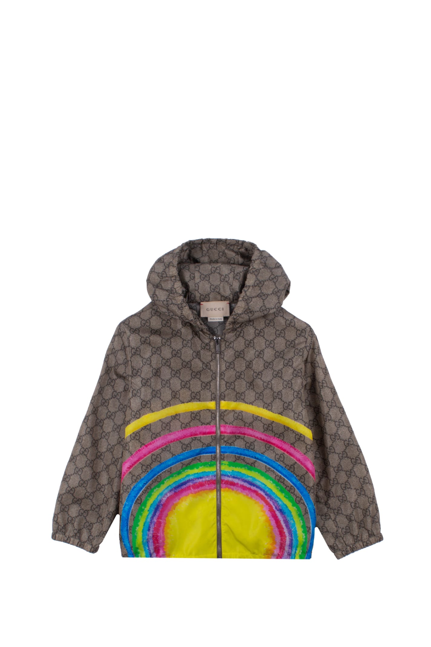 Gucci Nylon Jacket With Zip And Cat Print
