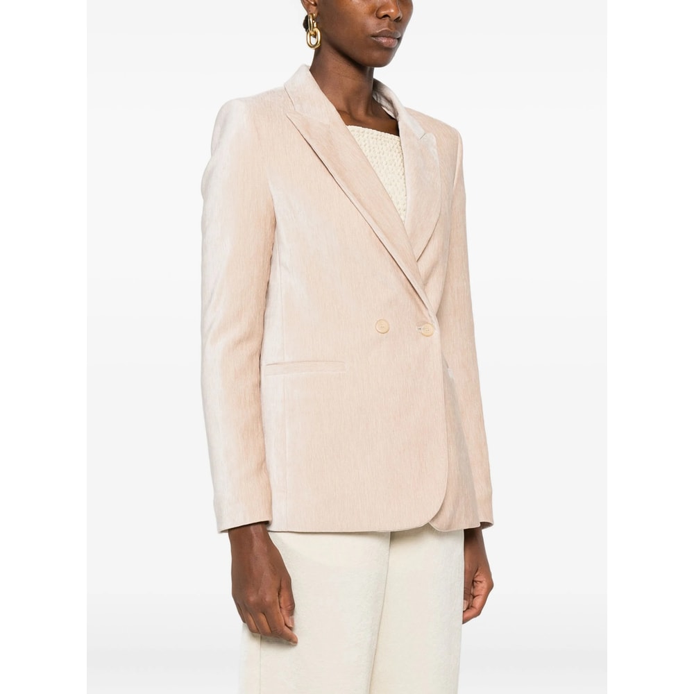 Forte Forte Double-breasted Velvet Jacket Featuring Pockets In Neutral