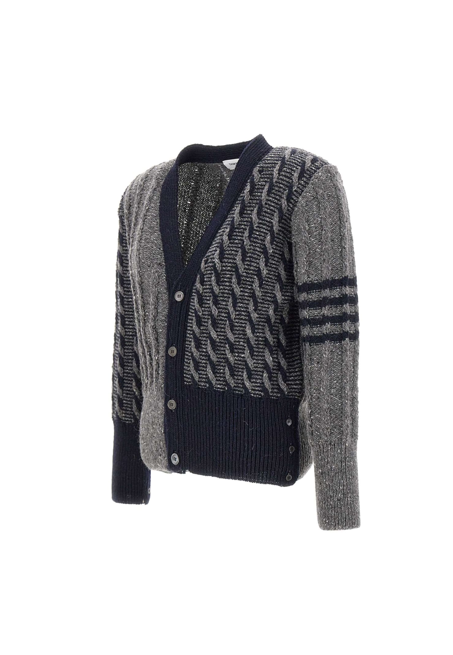 Thom Browne Navy Milano Stitch 4-Bar Cardigan | Smart Closet