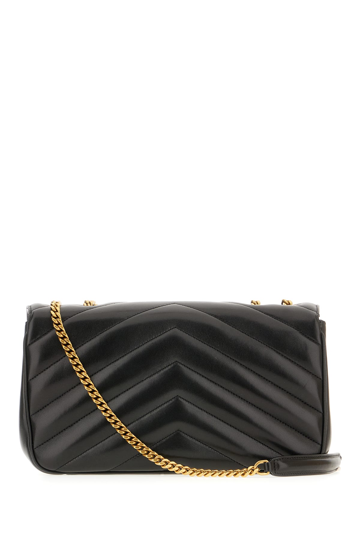 Saint Laurent Black Leather Medium Loulou Shoulder Bag In Black