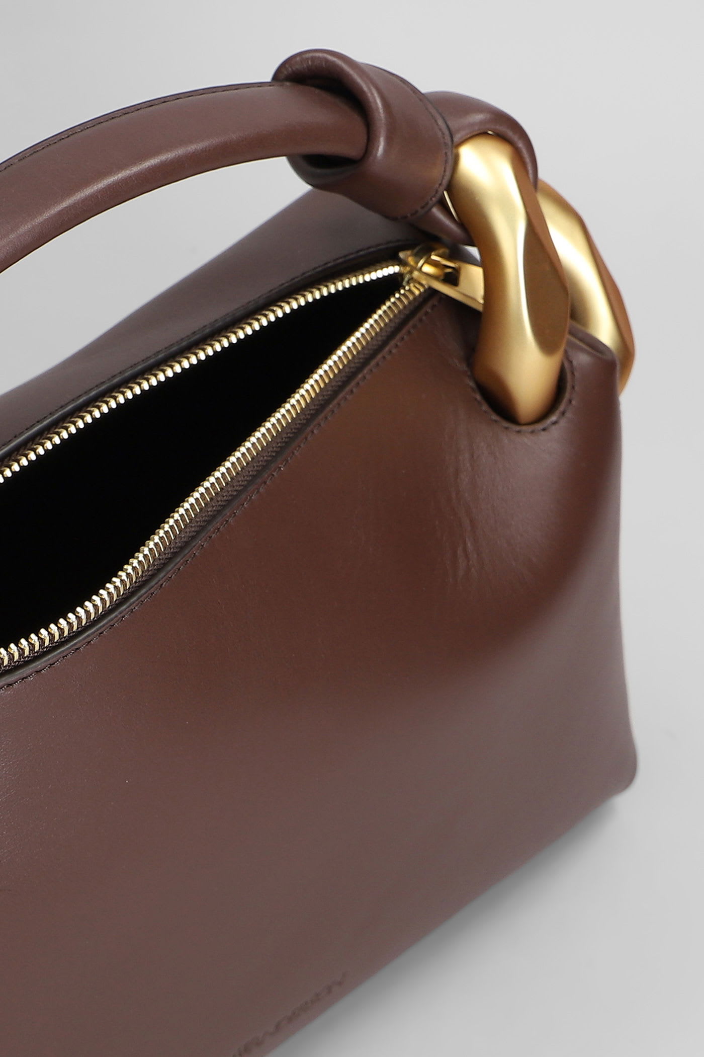 Jw Anderson Corner Hand Bag In Brown Leather In Brown