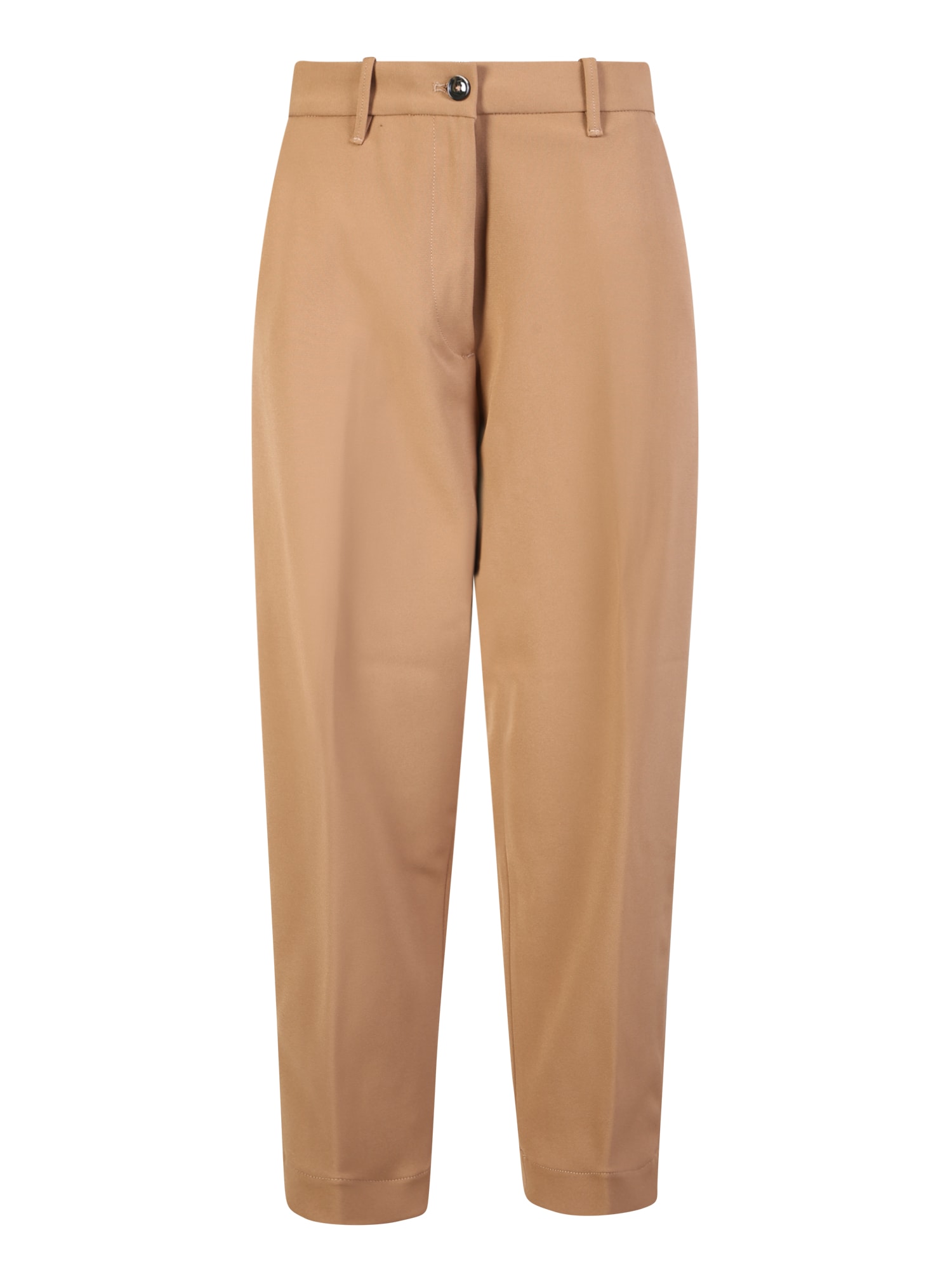 Nine In The Morning High-waisted Carrot Trousers In Camel In Multi