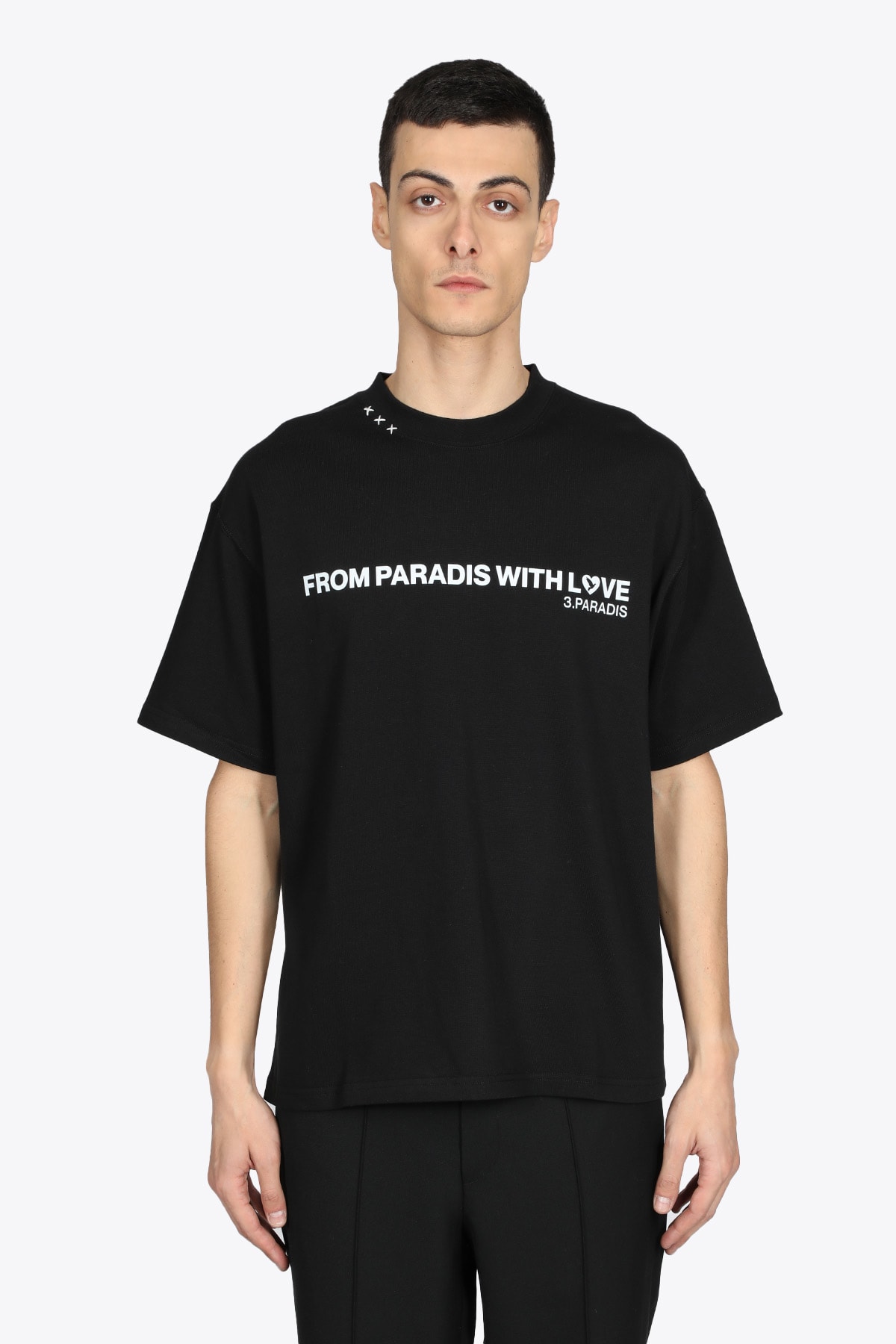 3.Paradis Gradient T-shirt Black cotton t-shirt with front slogan