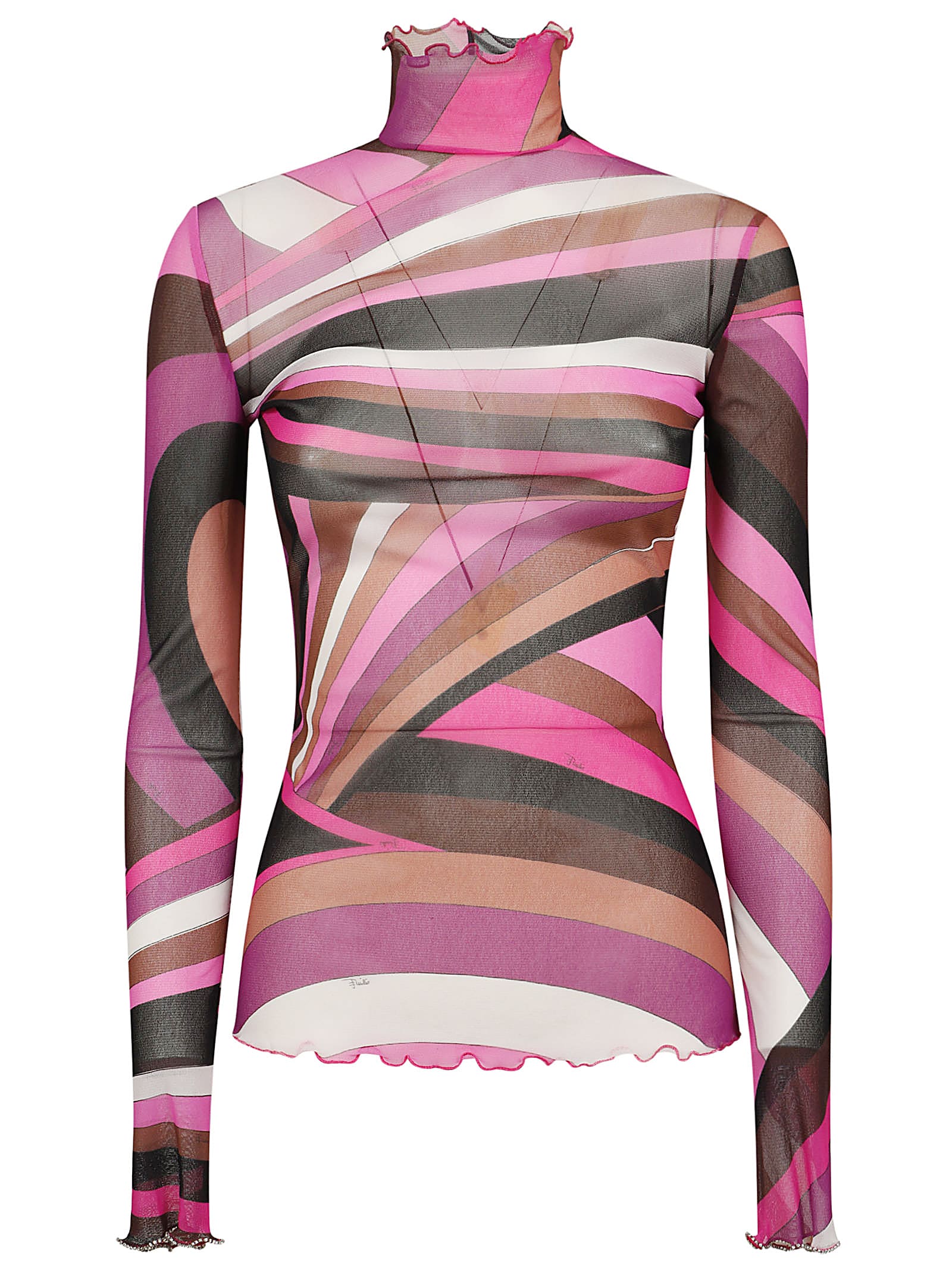 Shop Pucci L.s. T-shirt - Tulle In Fuxia Marrone