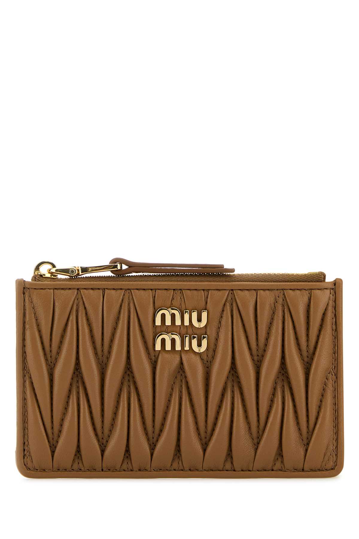 Shop Miu Miu Caramel Nappa Leather Card Holder