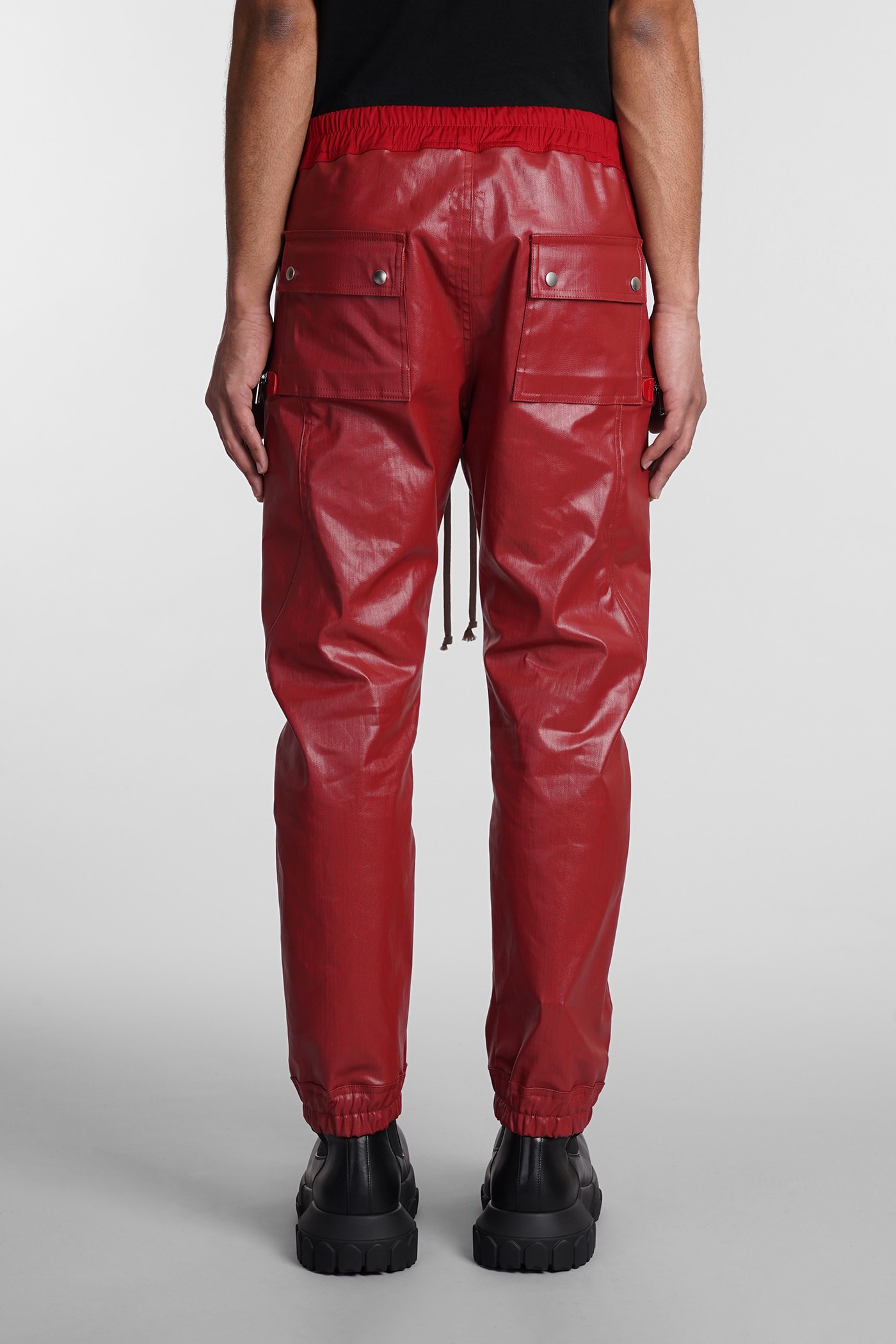 Shop Rick Owens Bauhaus Cargo Pants In Red Cotton