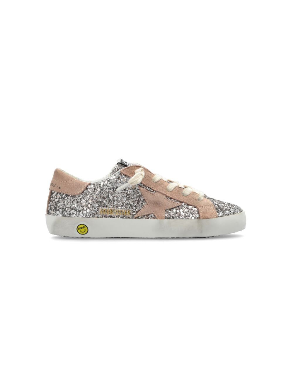 Shop Golden Goose Super Star Glitter Upper Suede Star And Heel In Cinder Powder Pink