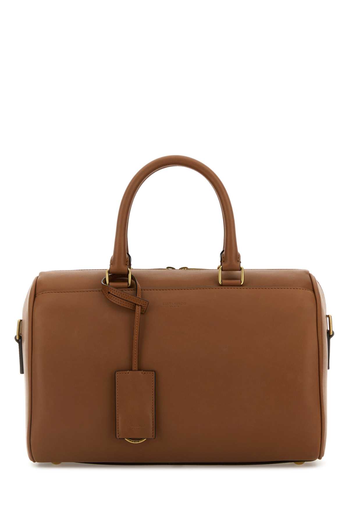 Saint Laurent Structured Leather Handbag Top Handles In Brown