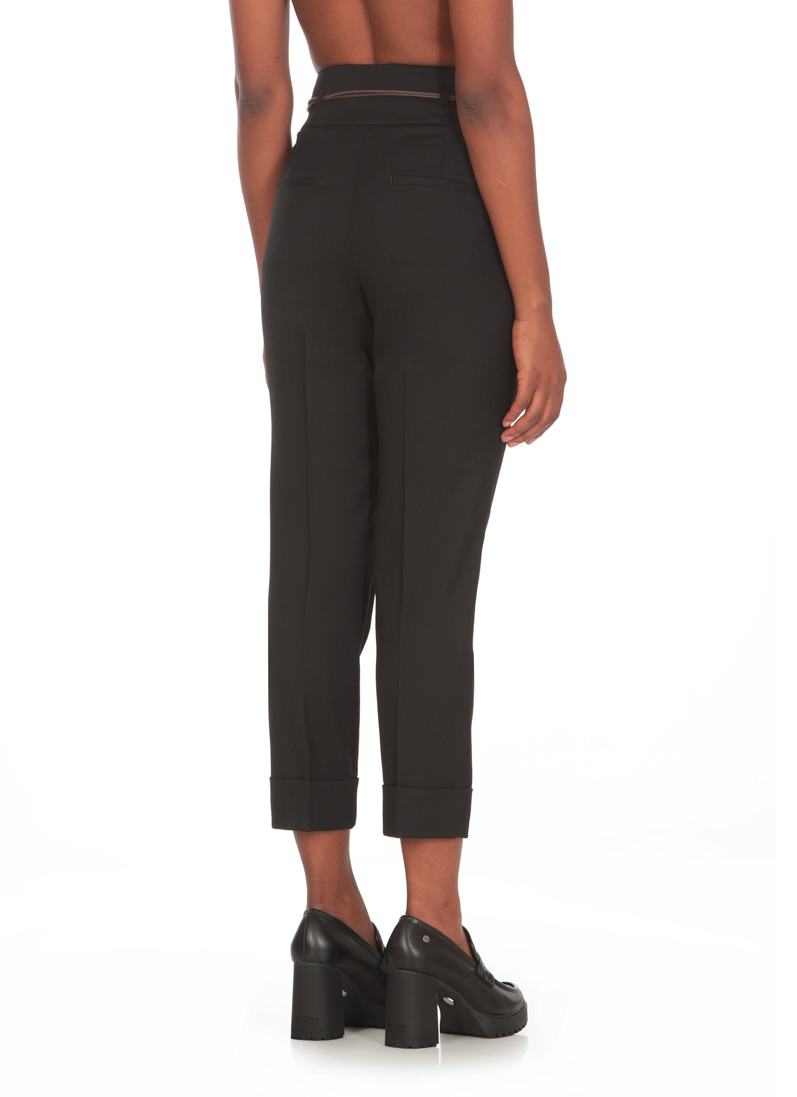 Shop Peserico Wool Pants In Black