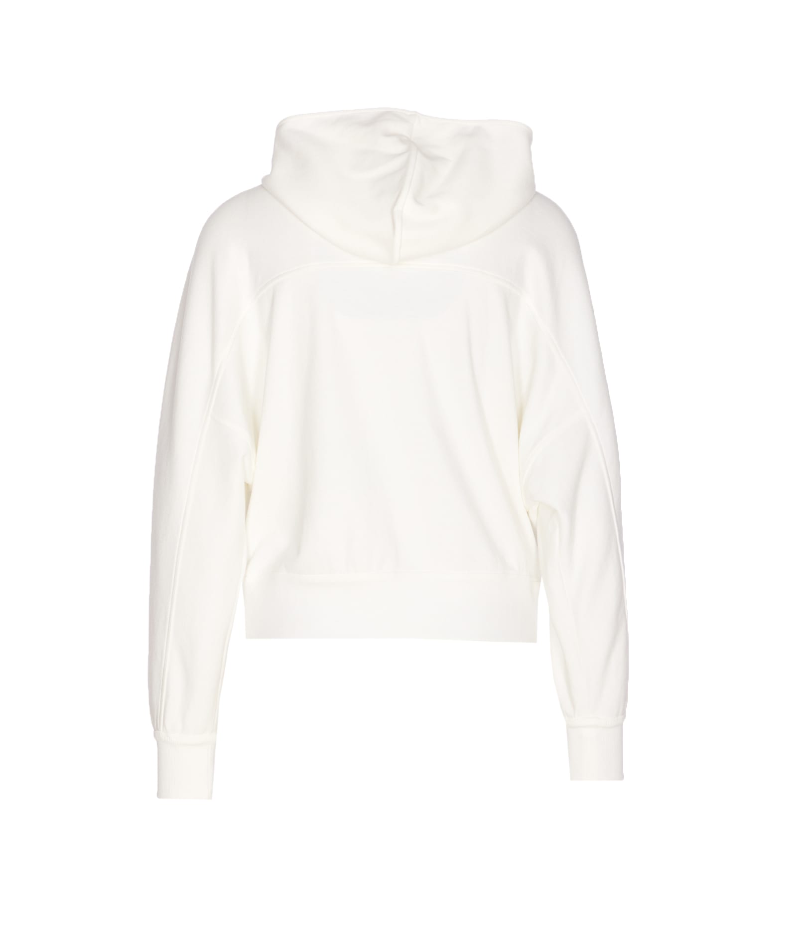 Brunello Cucinelli White Sweatshirt With Fixed Hood And Logo Patch On The Front In White