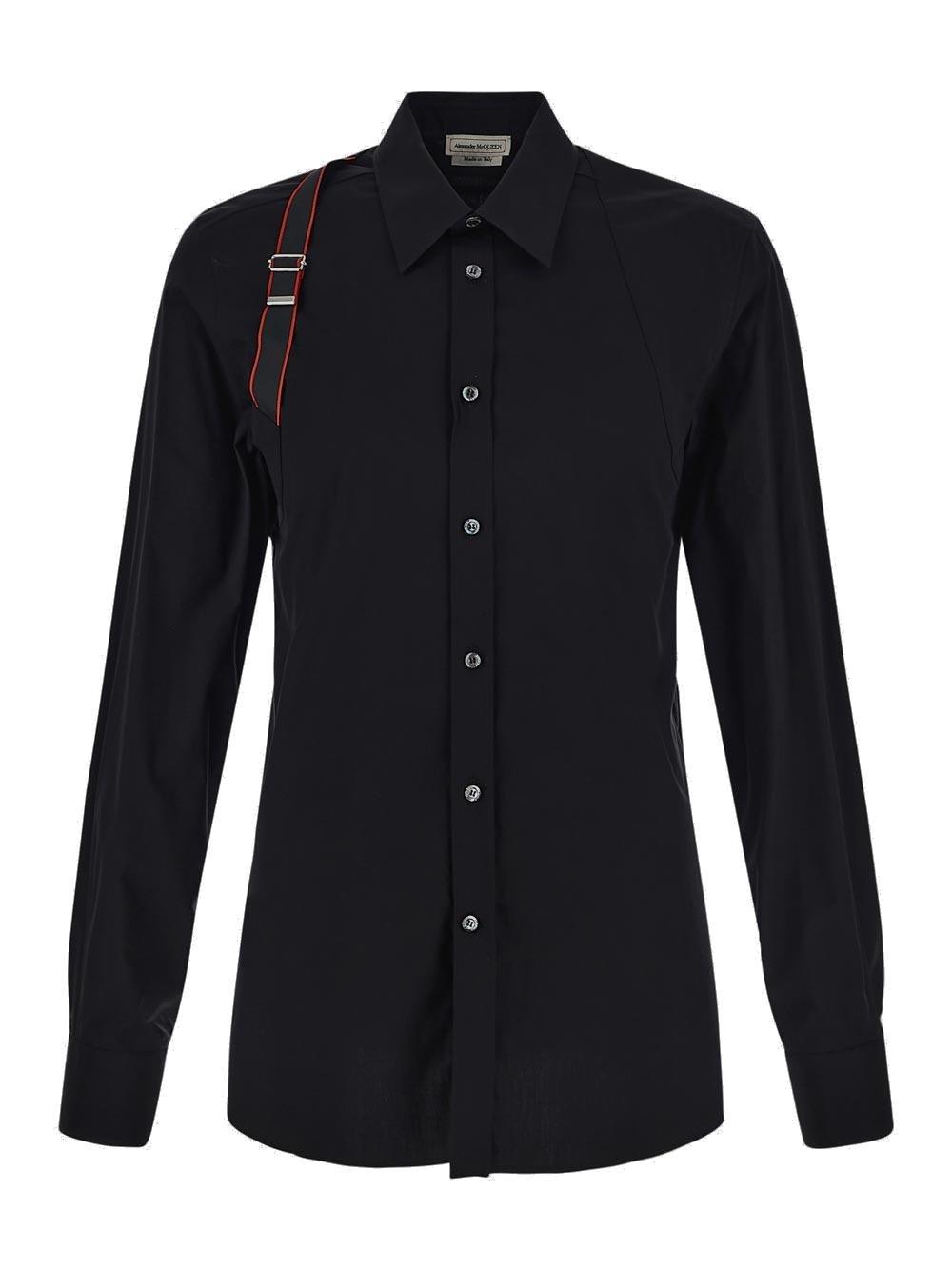Shop Alexander Mcqueen Logo Tape Harness Detailed Shirt In Black