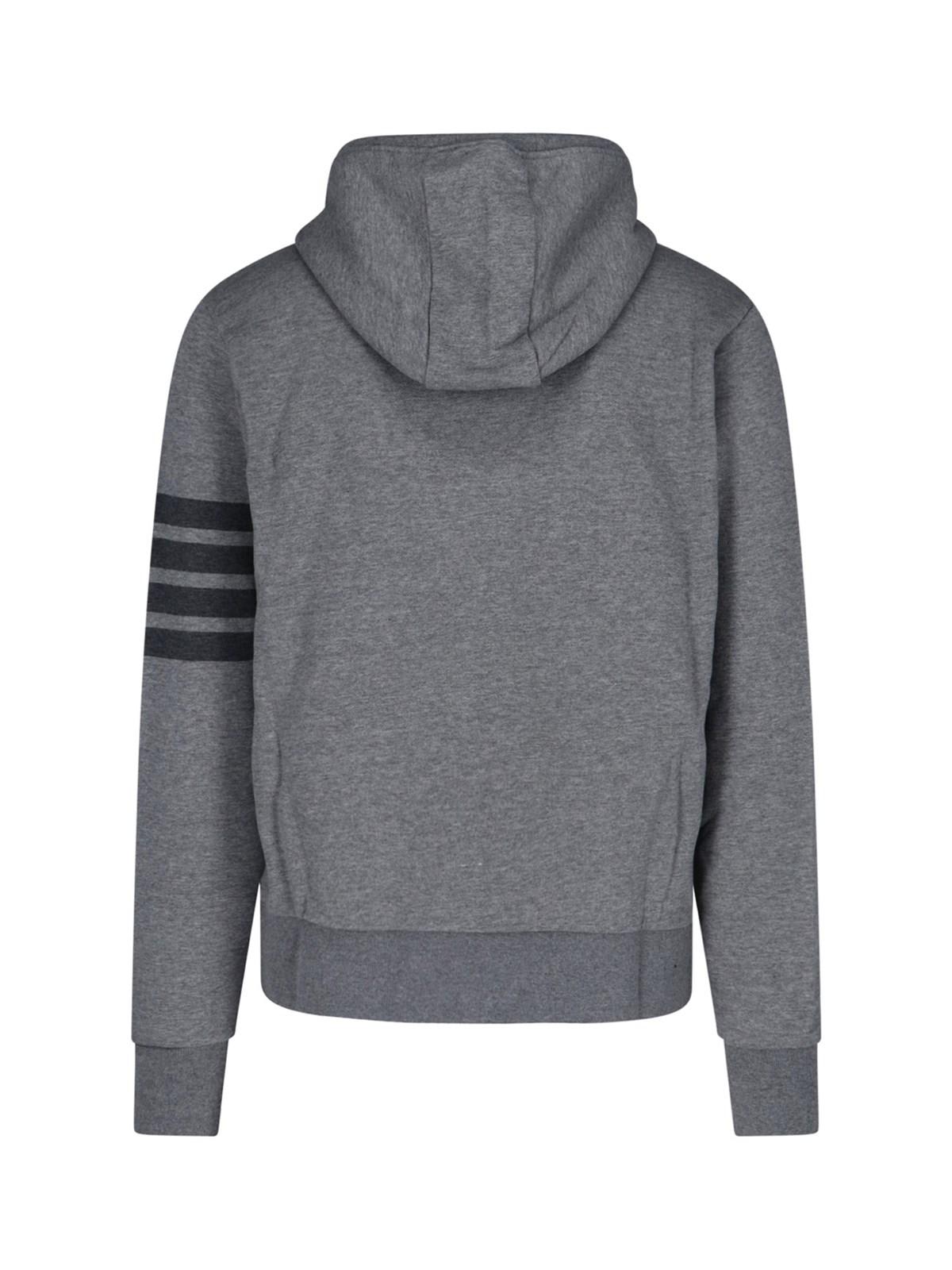 Shop Thom Browne 4-bar Zip Hoodie In Med Grey