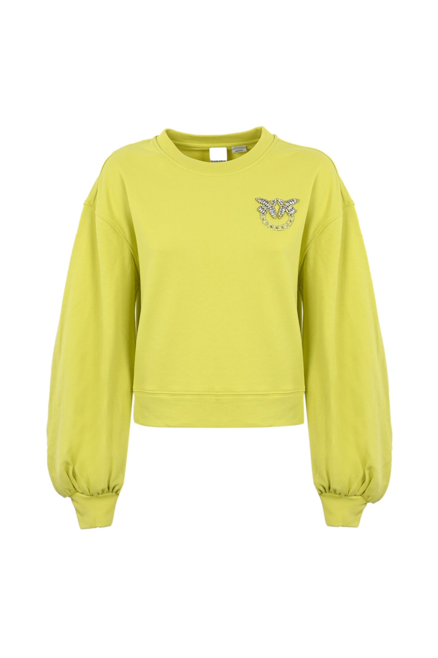 Shop Pinko Ceresole Sweatshirt With Jewel Logo In Yellow