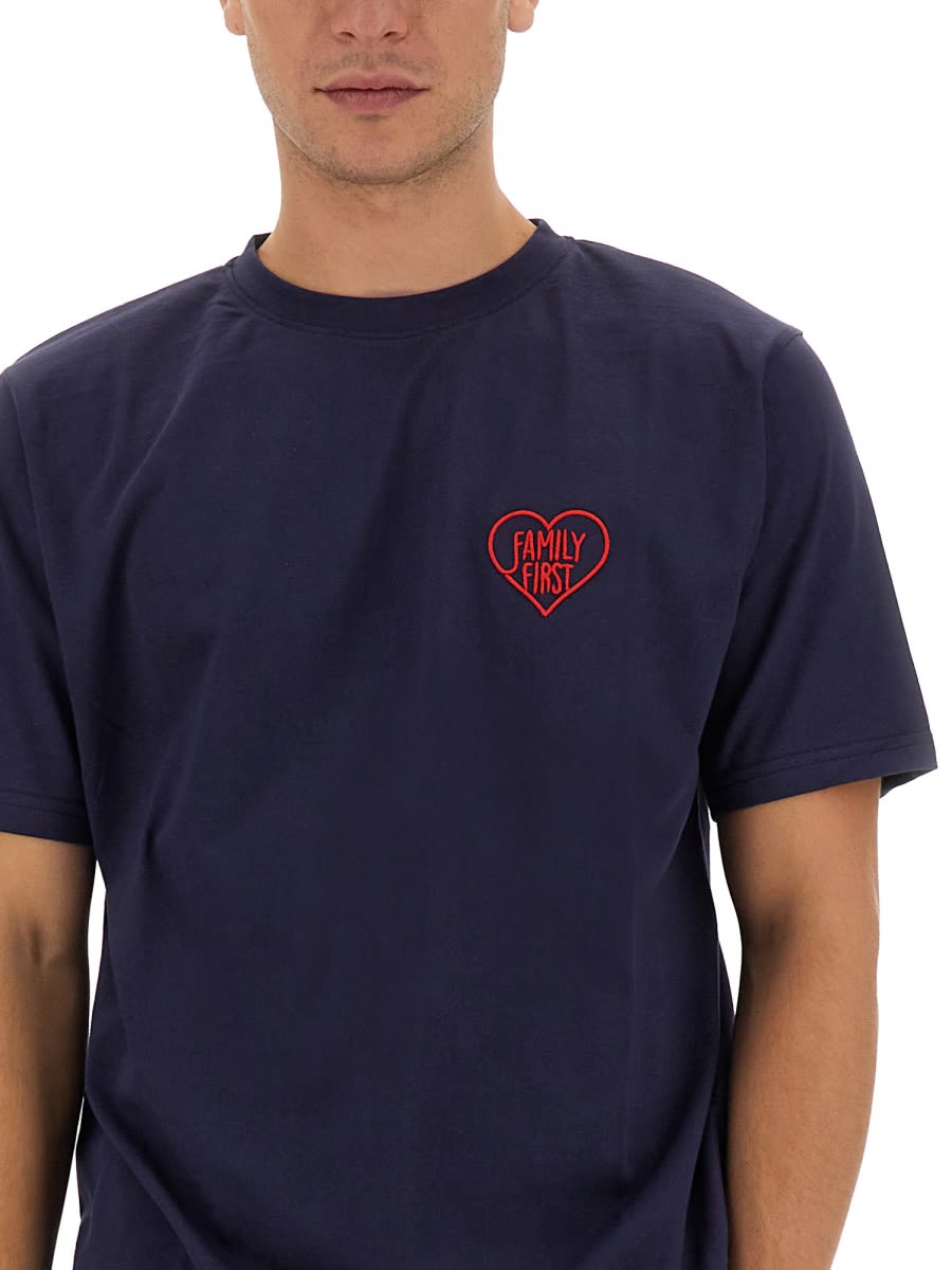 Shop Family First Milano T-shirt With Logo In Blue