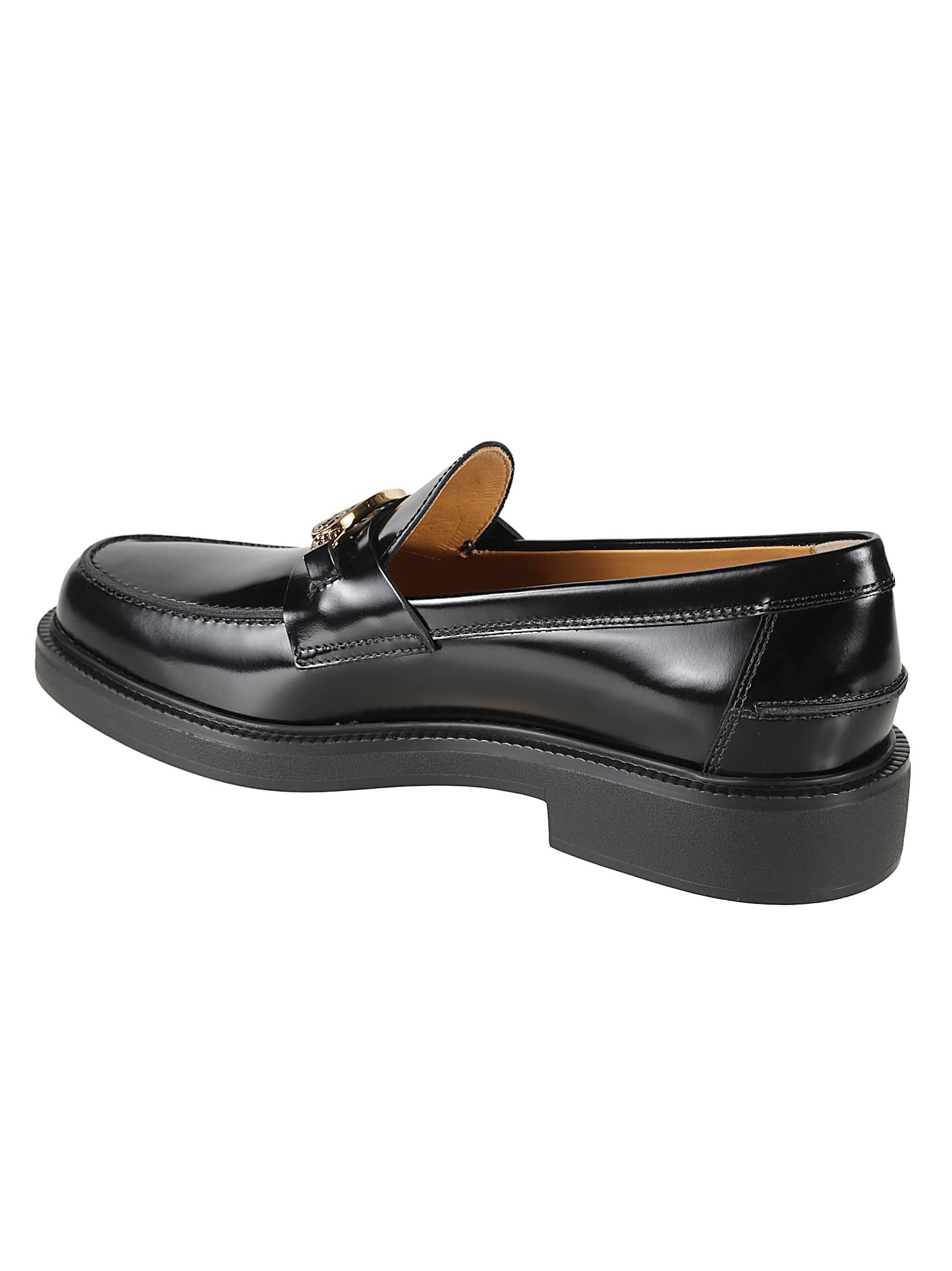 Shop Tod's Logo Loafers In Black