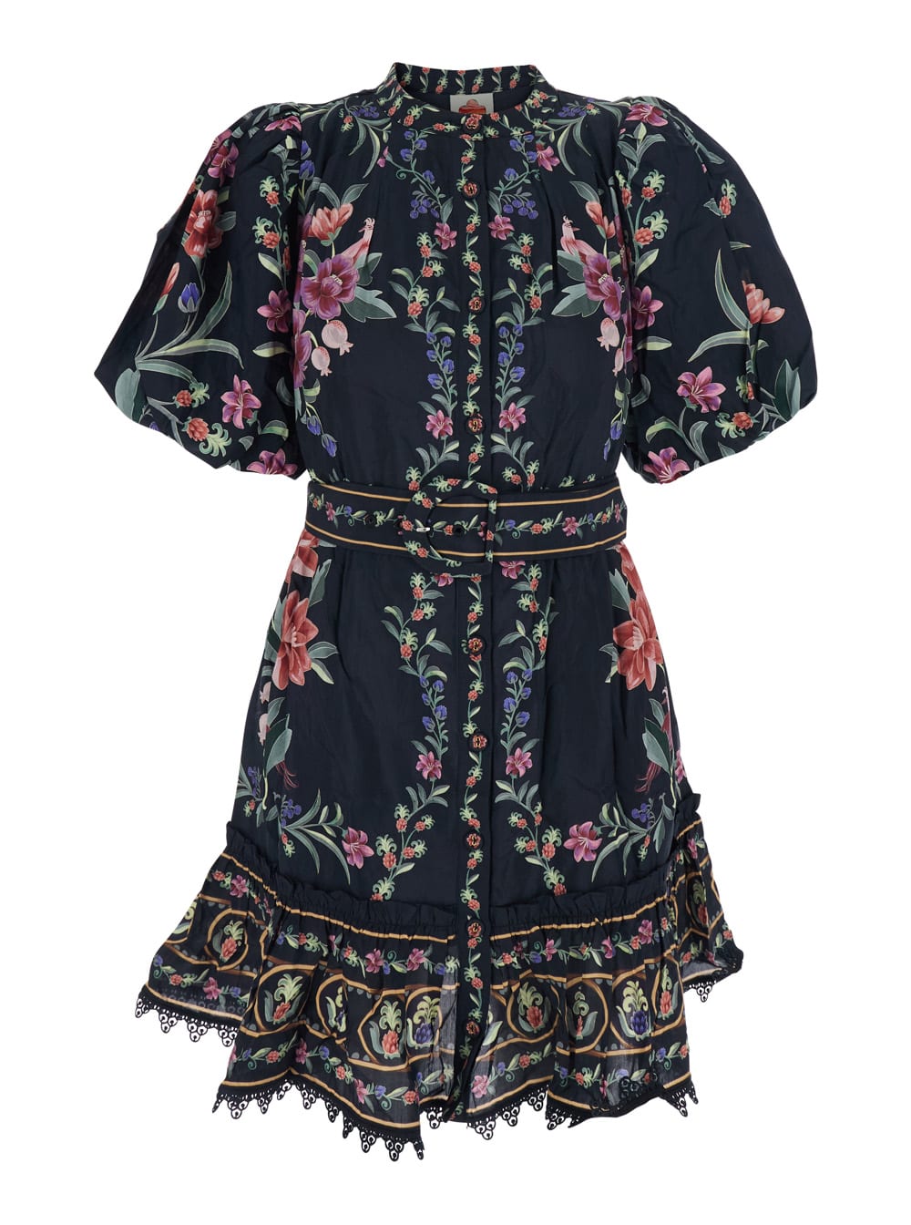 Farm Rio Belle Garden Black Mini Dress In Black