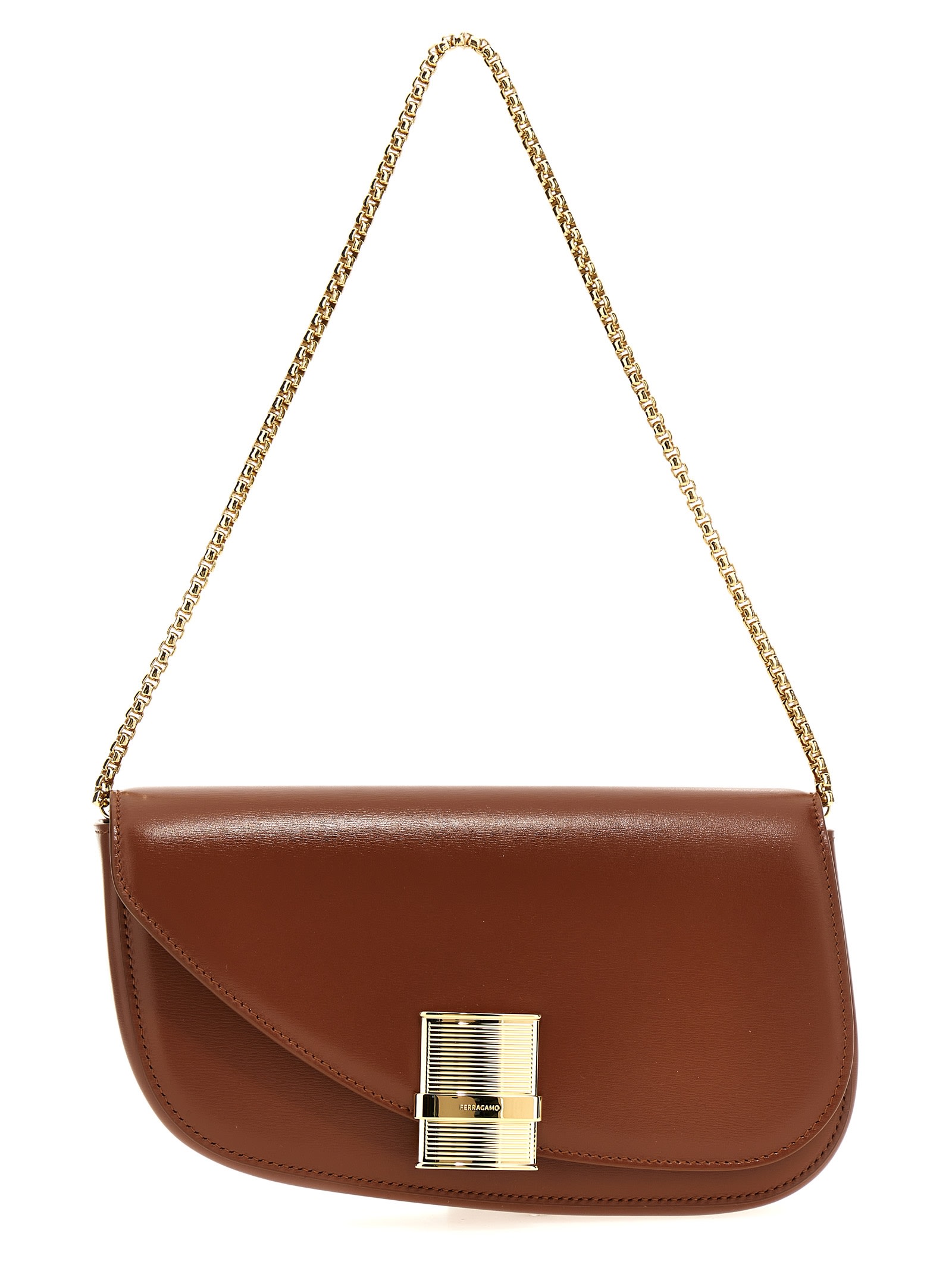 Shop Ferragamo Fiamma Xs Crossbody Bag In Brown