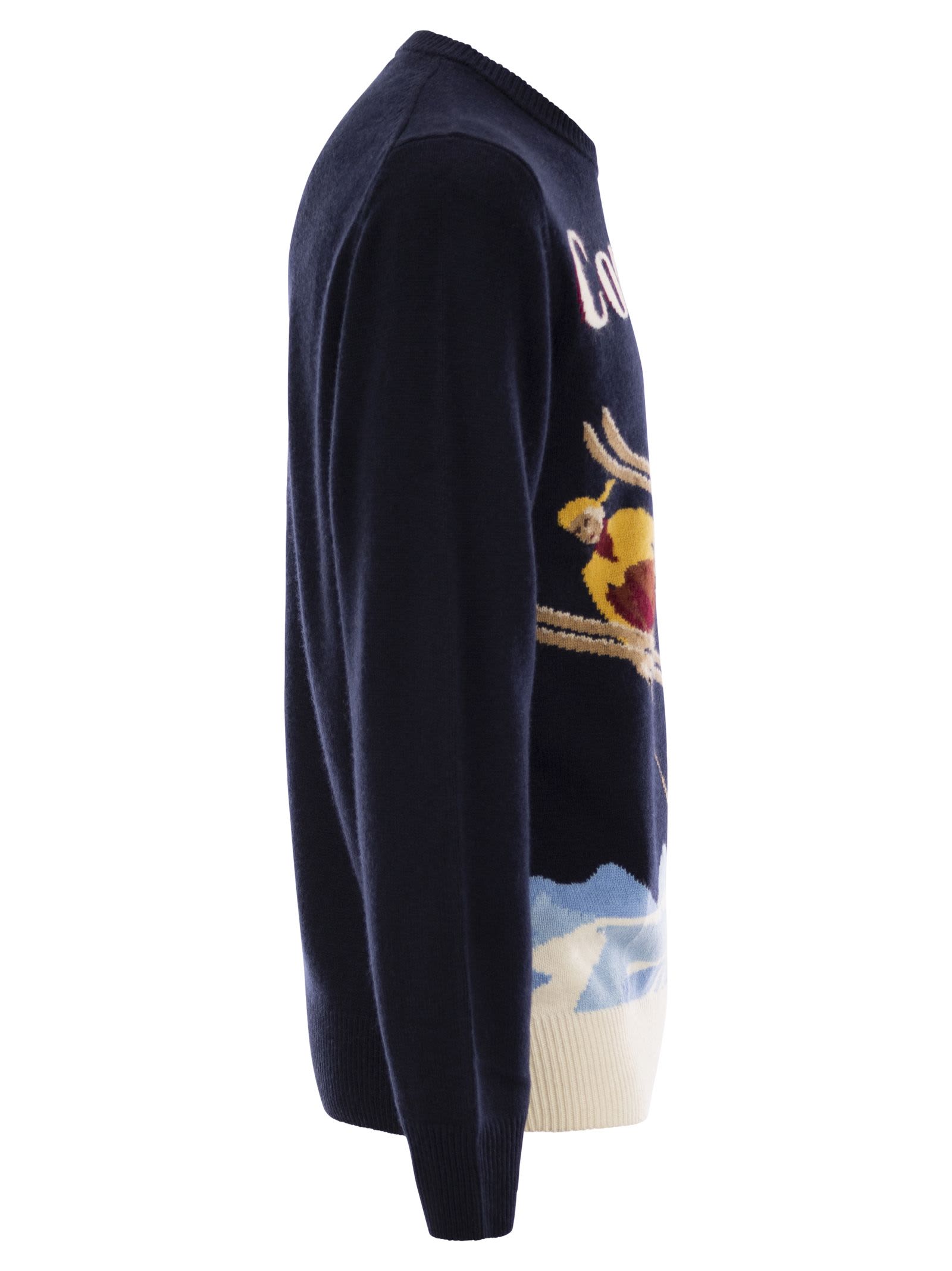 Shop Mc2 Saint Barth Cortina Wool And Cashmere Blend Jumper In Navy