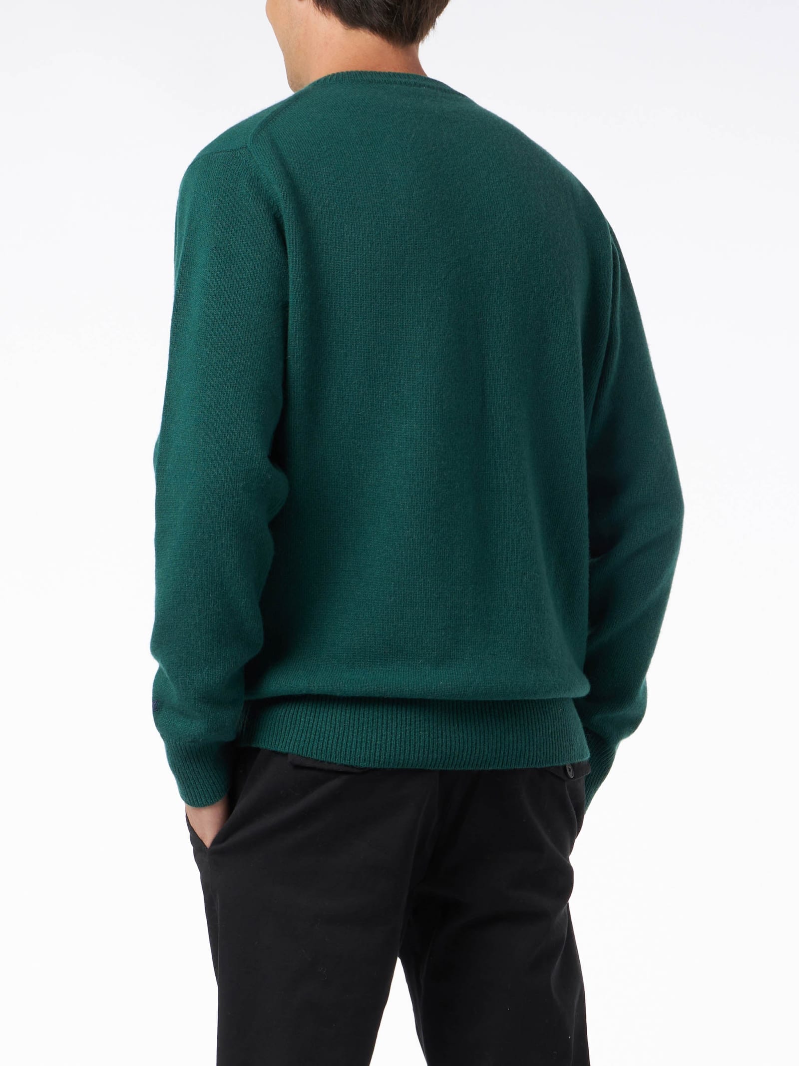 Shop Mc2 Saint Barth Man Crewneck Sweater With Vespa Jacquard Print Vespa© Special Edition In Green