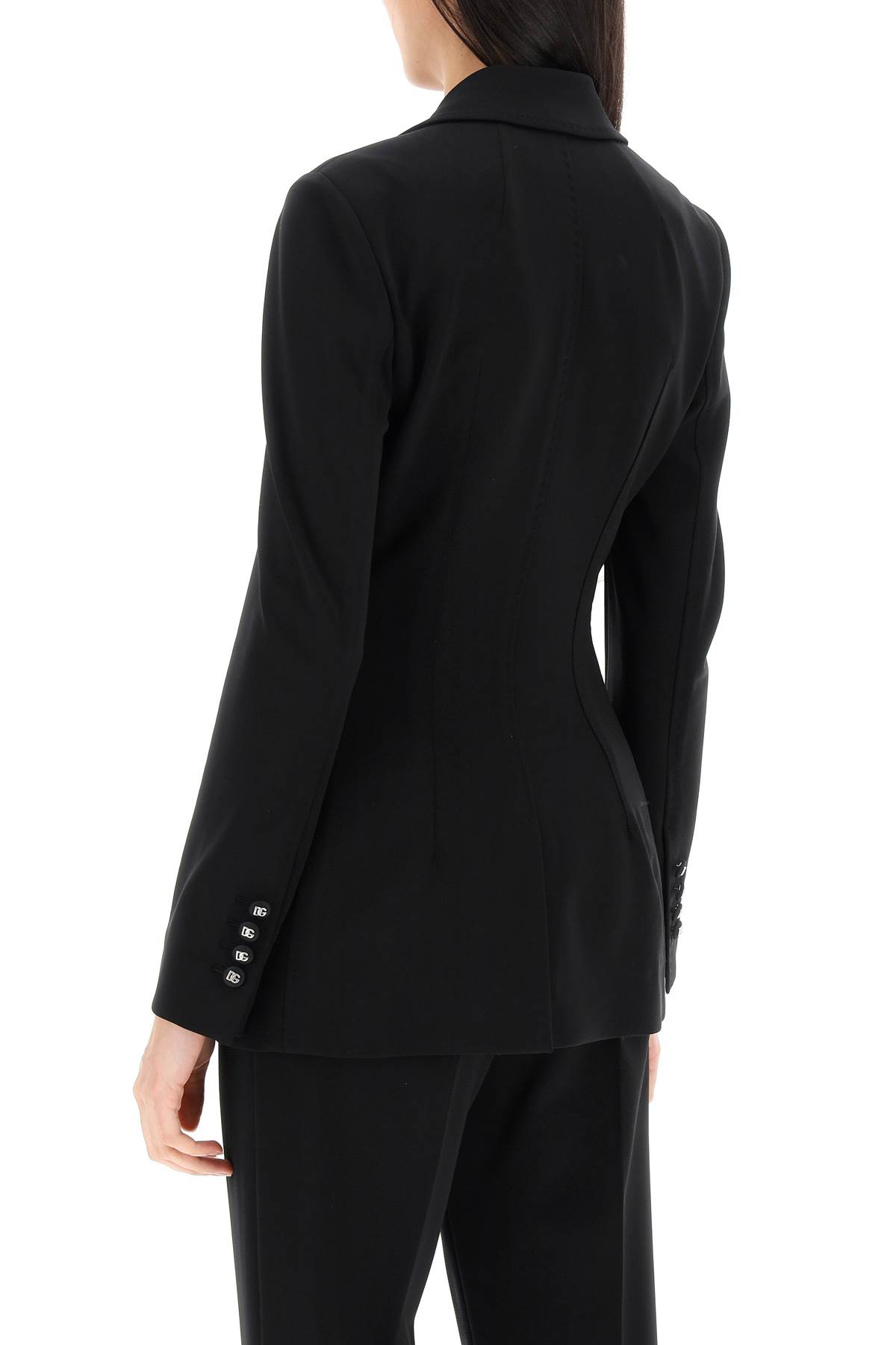 Shop Dolce & Gabbana Milano-stitch Jersey Single-breasted Jacket In Black