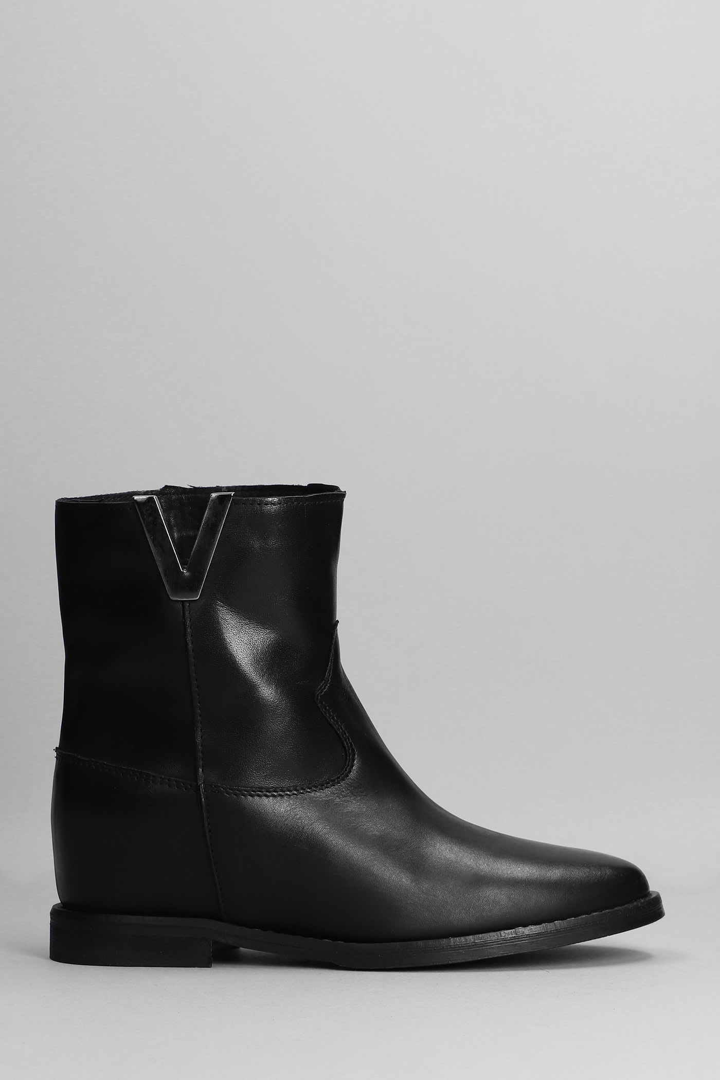 Julie Dee Ankle Boots Inside Wedge In Black Leather