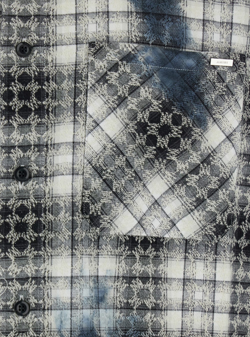Amiri Ma Quad Bleach Splatter Flannel Button-up Shirt In Black