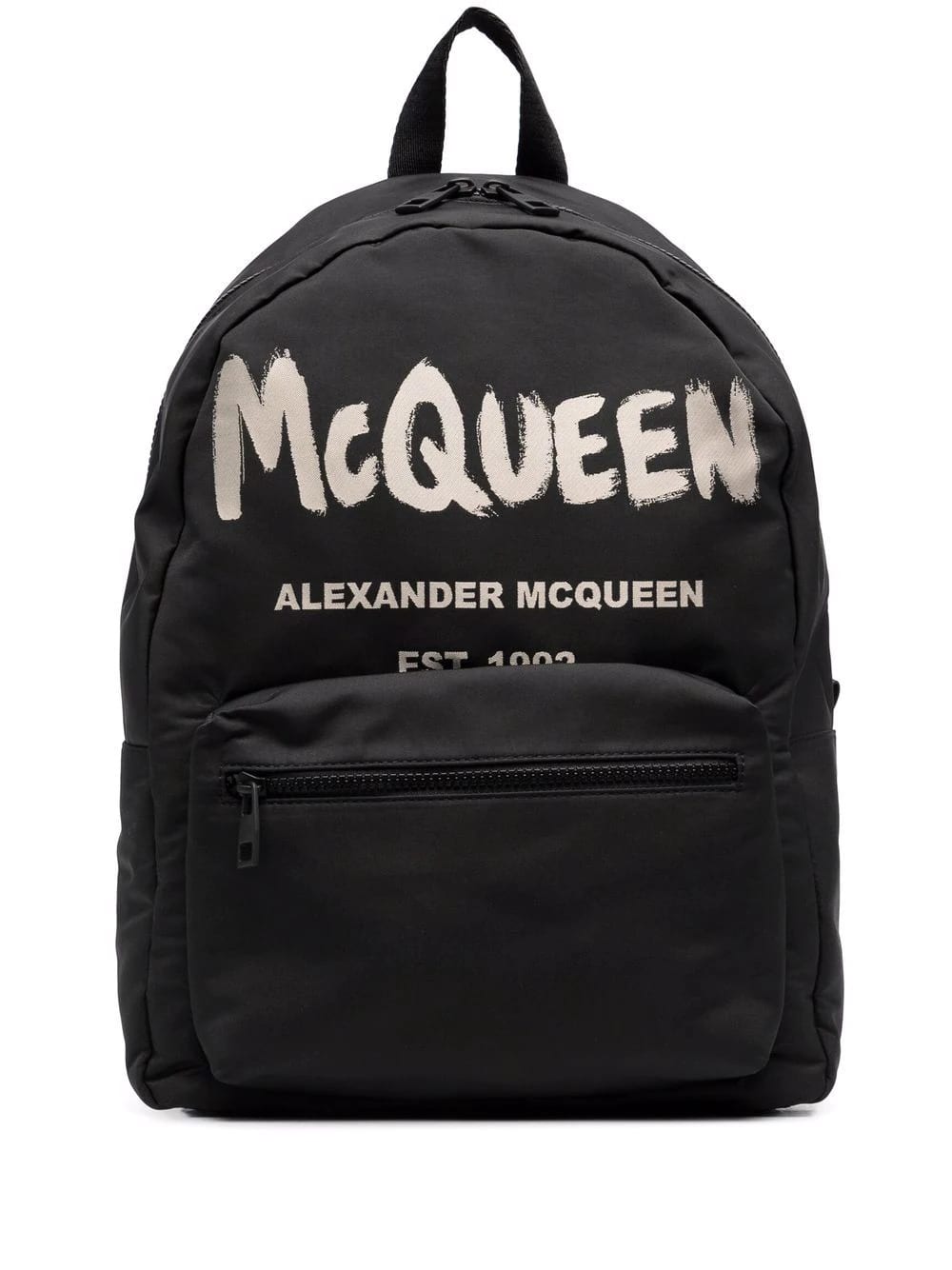 Alexander McQueen Man Black And Ivory Metropolitan Mcqueen Graffiti Backpack