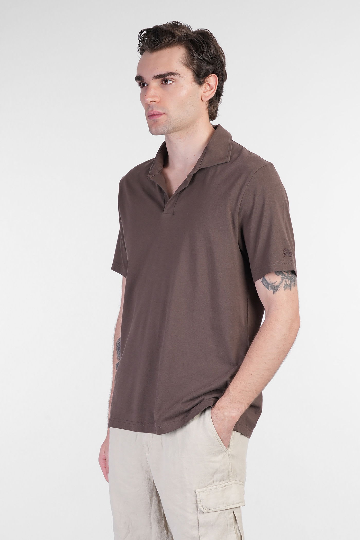 Mc2 Saint Barth Brighton Polo In Brown Cotton In Brown