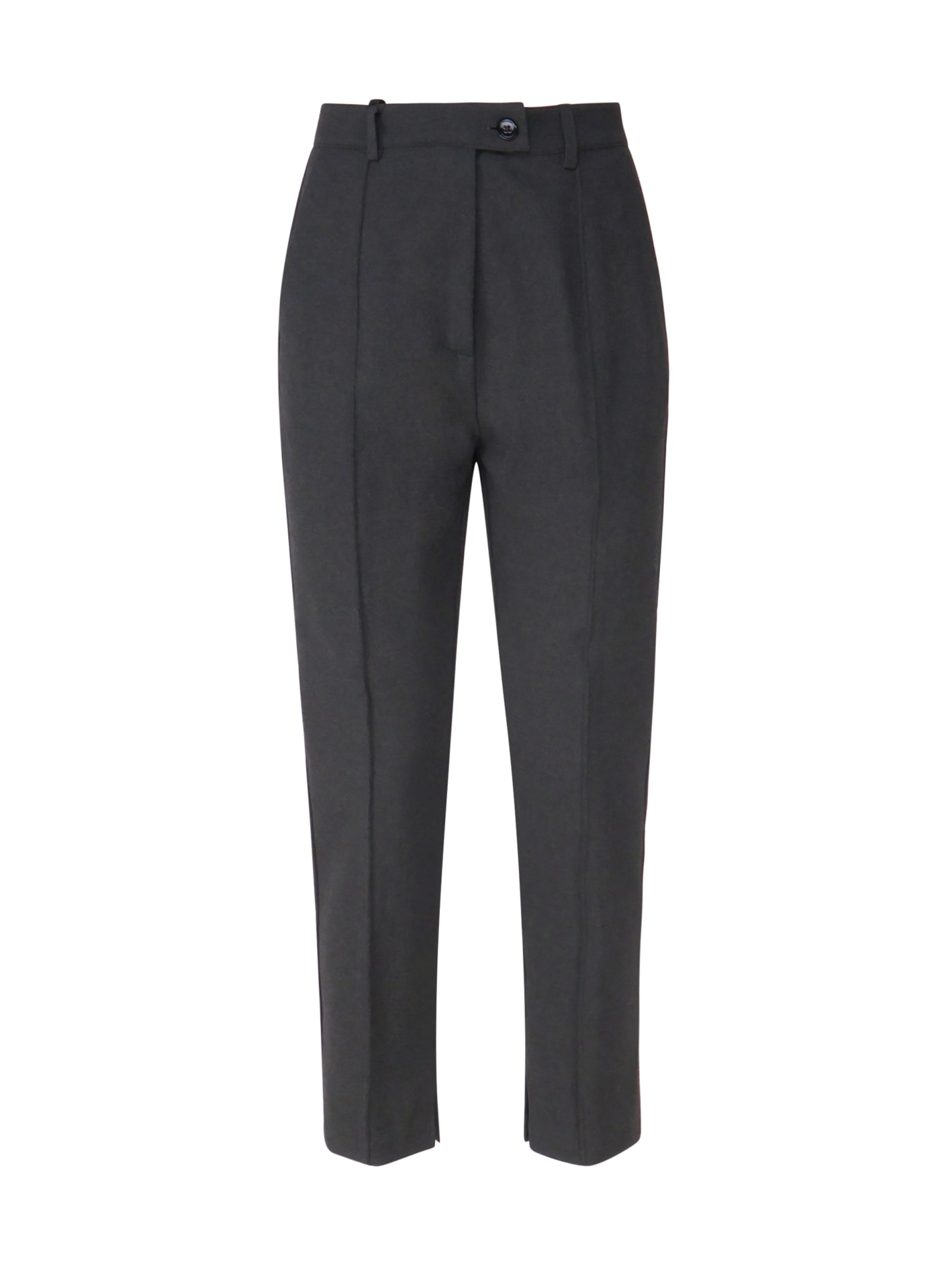 Shop Pinko Tridente Trousers In Viscose Blend In Grigio - Corvo